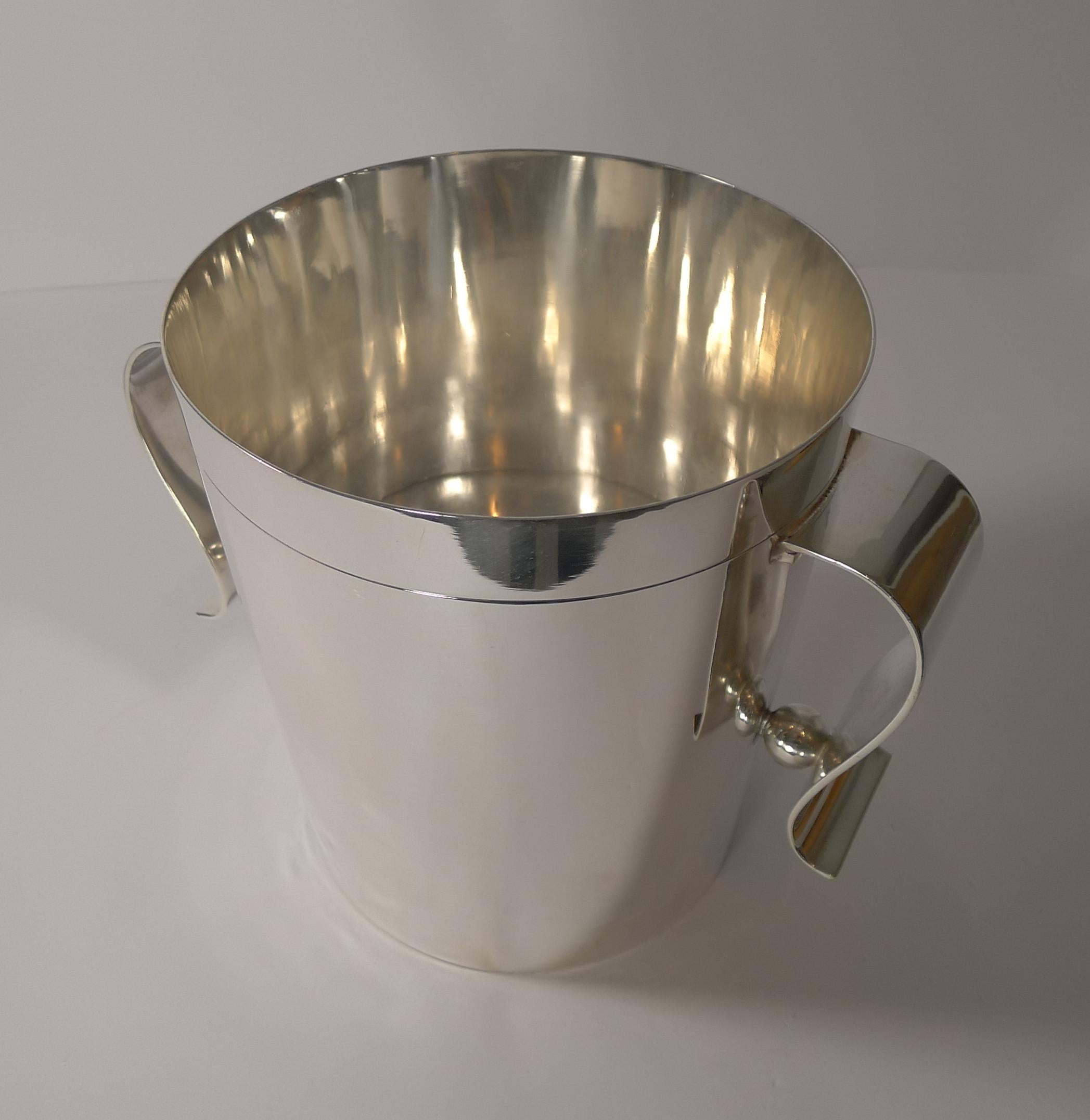 Mid-20th Century Rare Christofle Gallia Art Deco Wine Cooler / Champagne Bucket by Luc Lanel For Sale