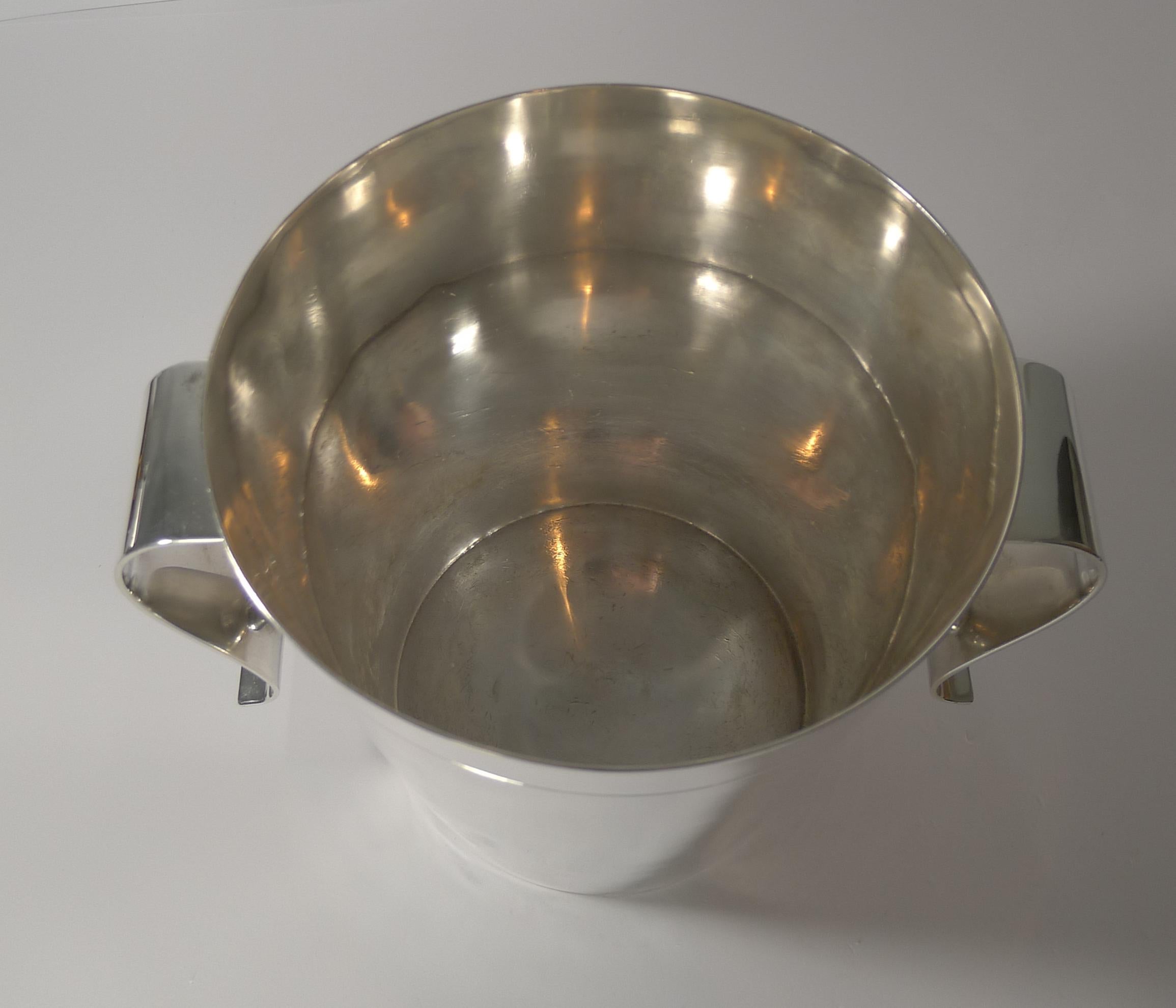 Silver Plate Rare Christofle Gallia Art Deco Wine Cooler / Champagne Bucket by Luc Lanel For Sale