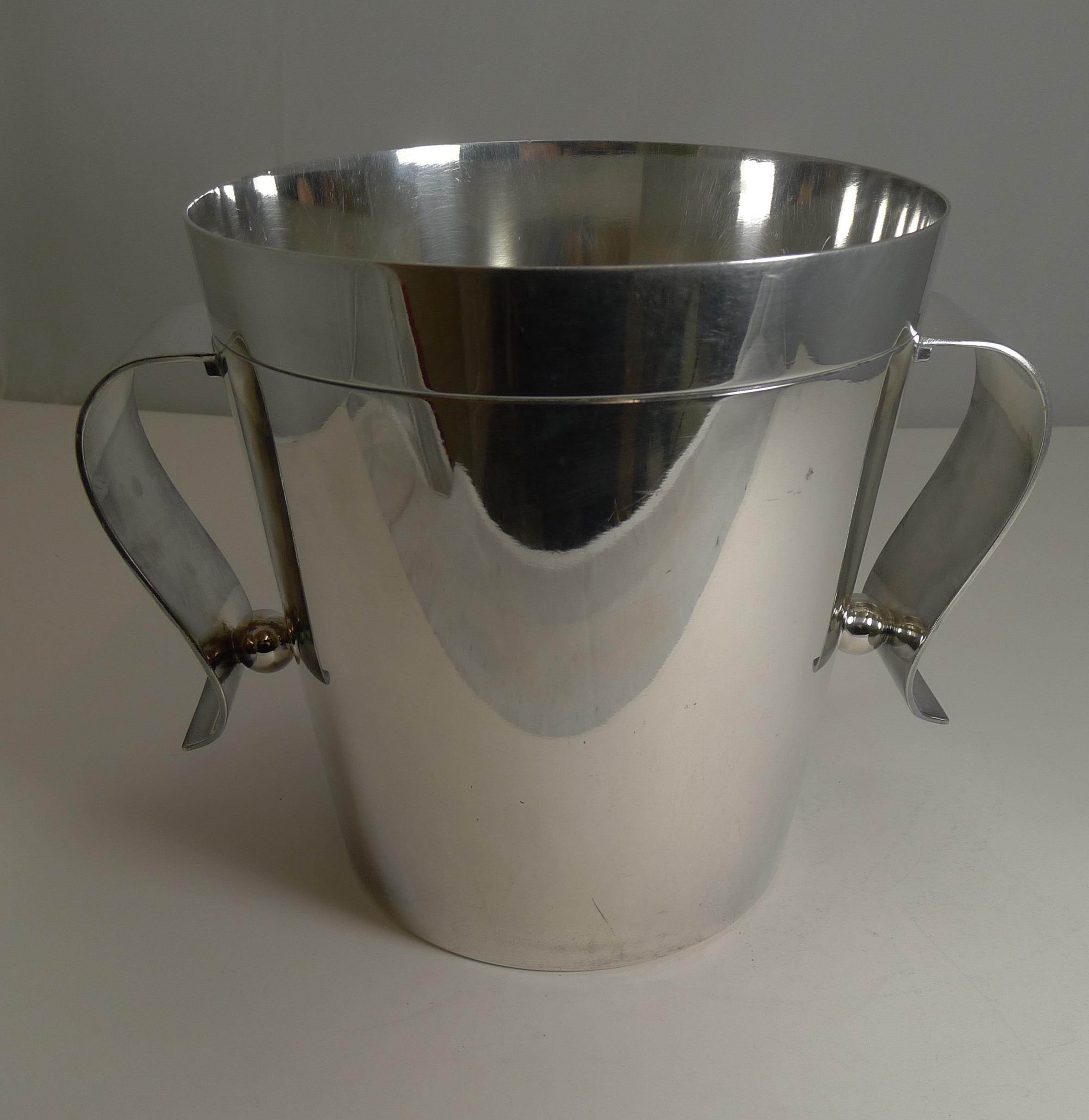 Rare Christofle Gallia Art Deco Wine Cooler / Champagne Bucket by Luc Lanel 3