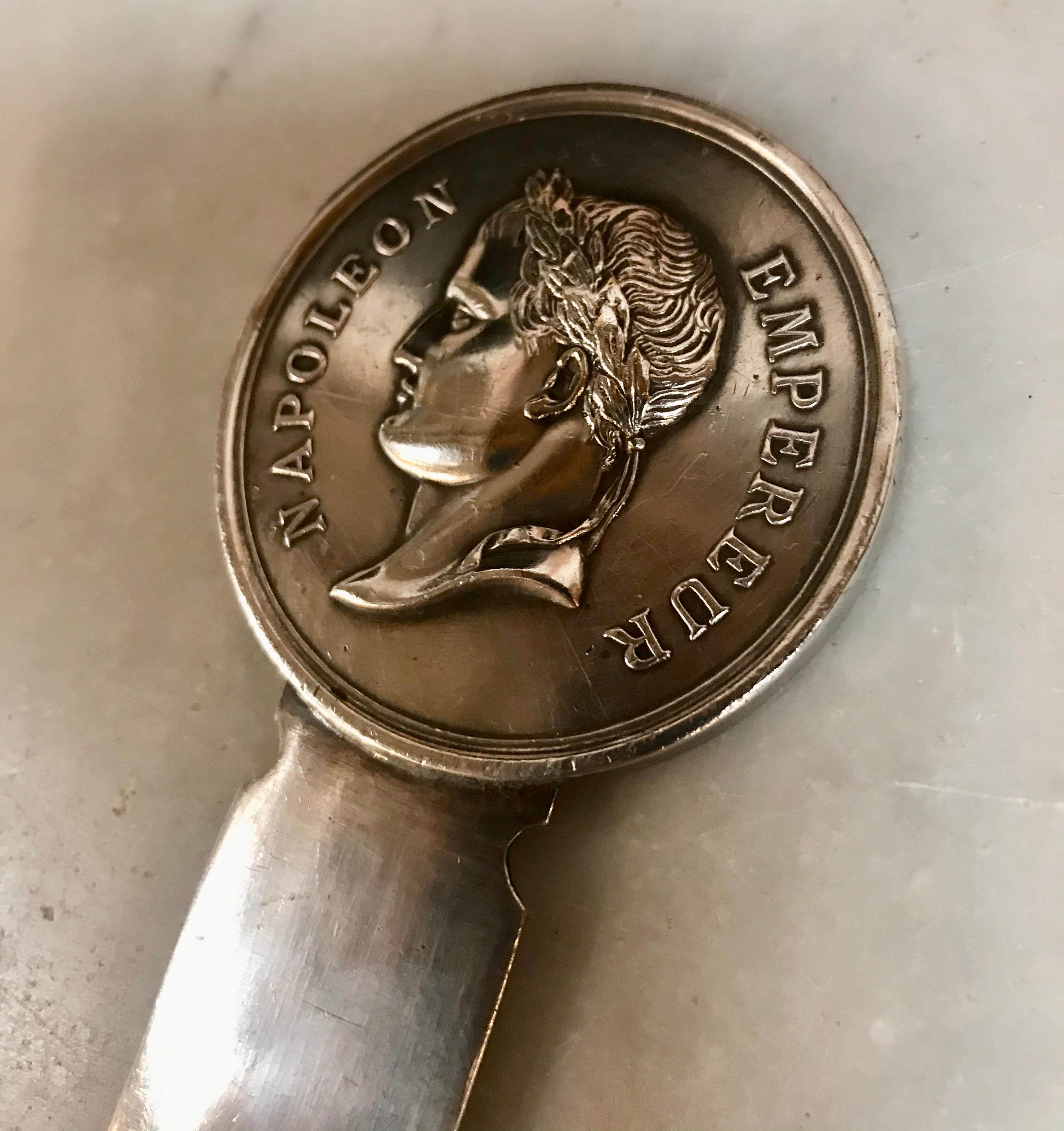 French Rare Christofle Silvered Napoleon Empereur Letter Opener 1970s France For Sale