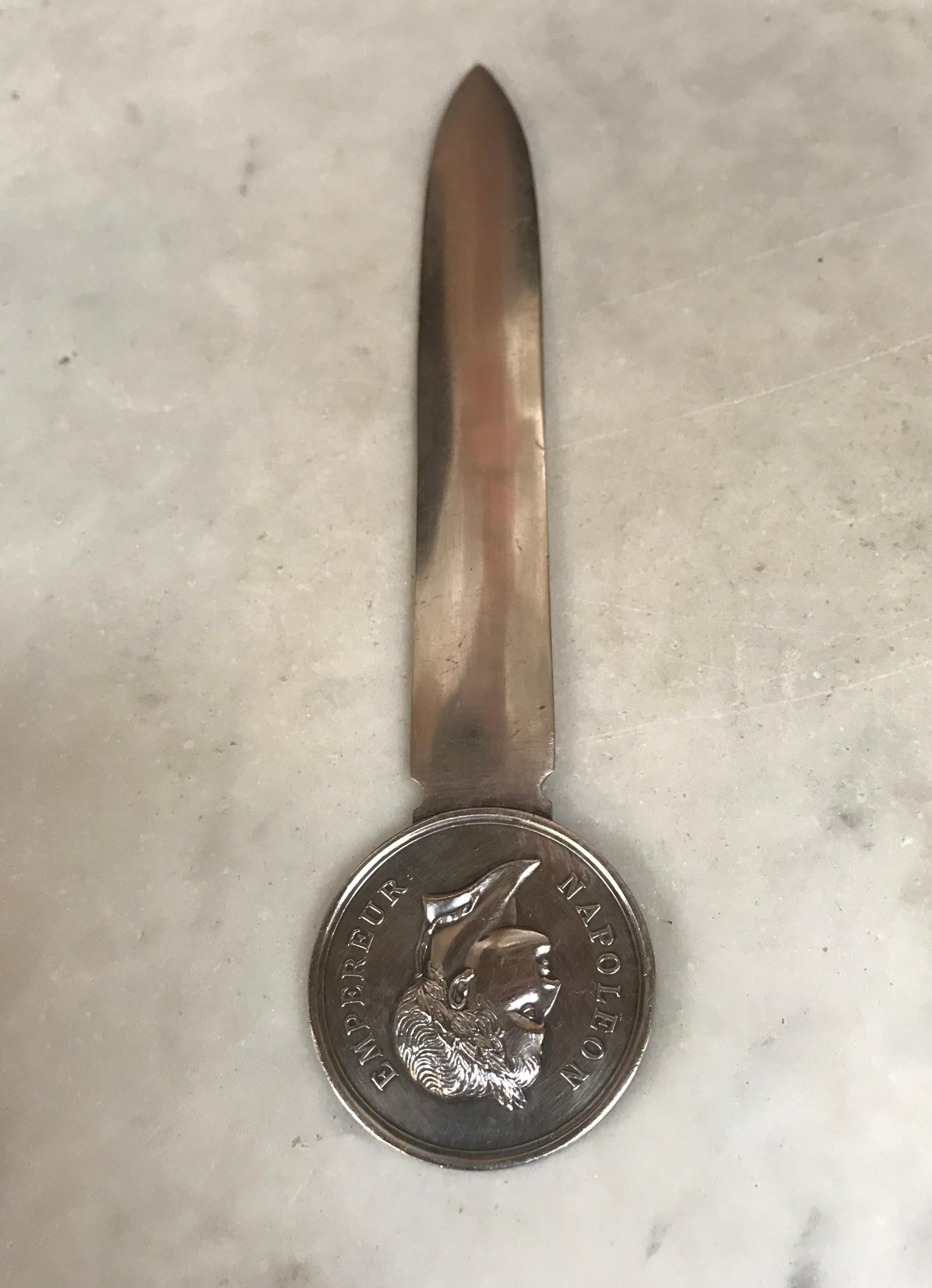 Rare Christofle Silvered Napoleon Empereur Letter Opener 1970s France For Sale 1