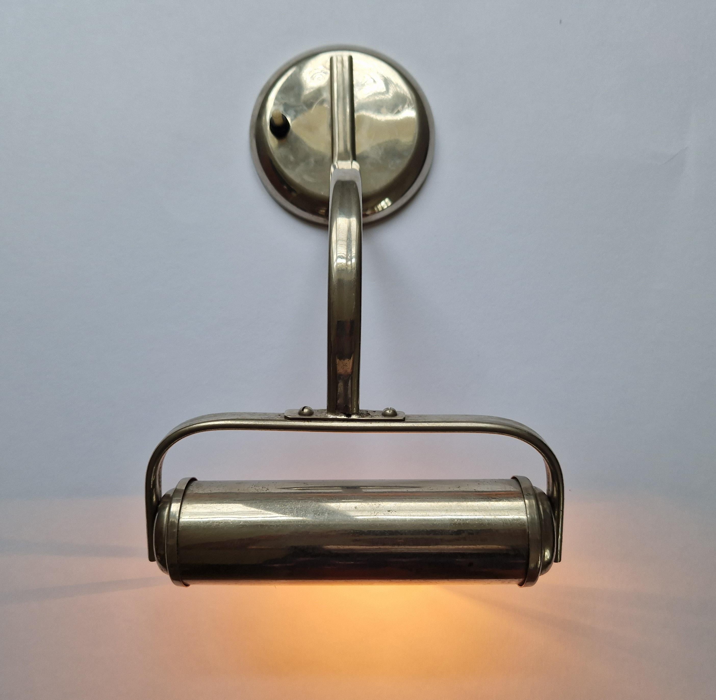 Rare Chrome Adjustable Art Deco / Functionalism Wall Lamp, 1930s For Sale 3