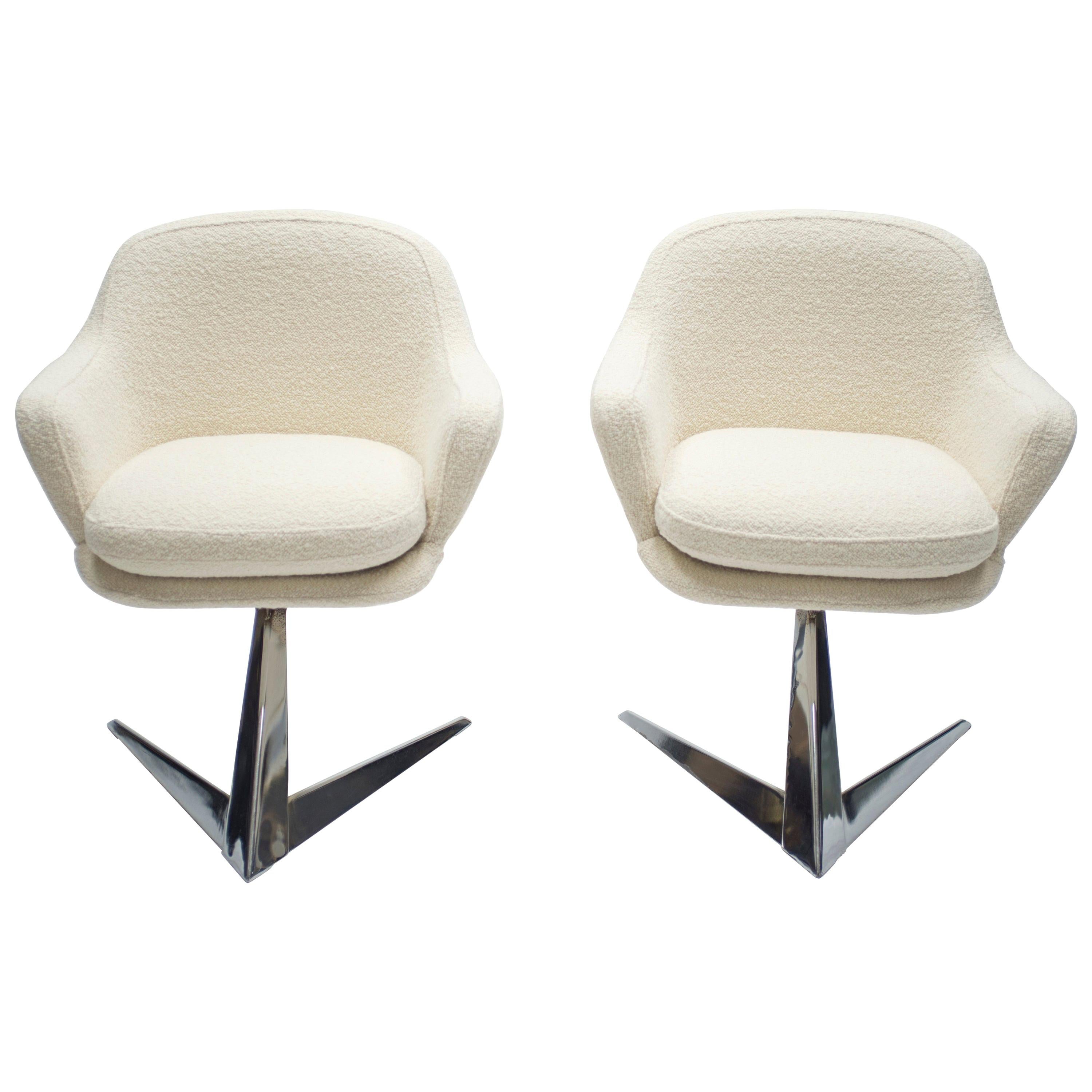 Rare Chrome and Bouclette Armchairs by Jacques Adnet, 1960s 3