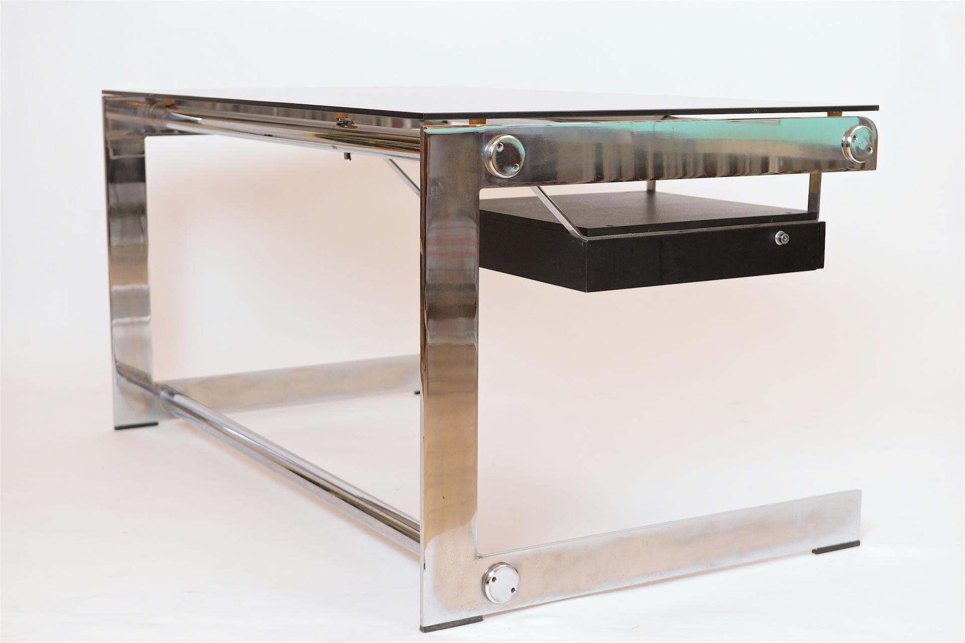 Rare Chrome and Glass Desk by Gilles Bouchez for Airbourne, circa 1965 2