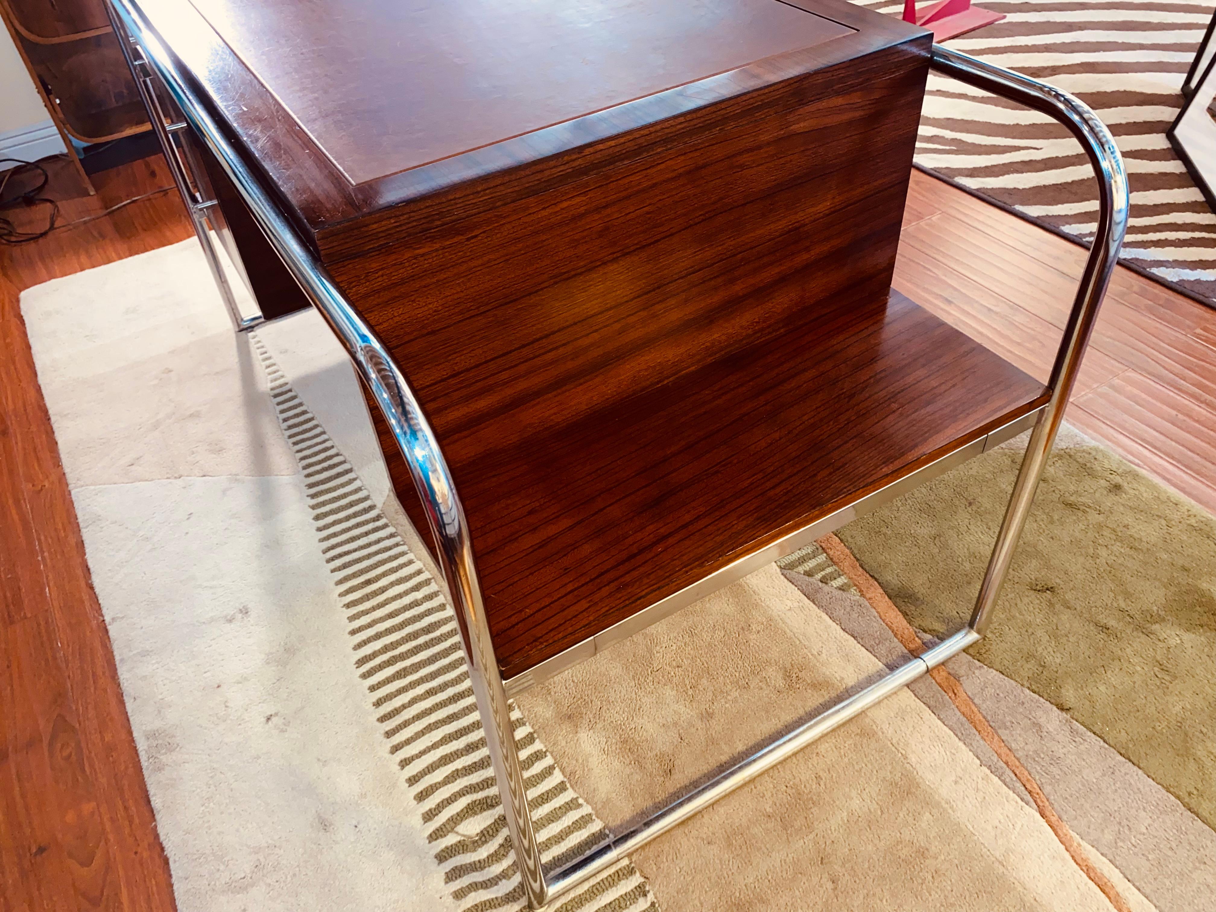 Bauhaus Rare Chrome and Walnut Desk by Ralph Lauren For Sale