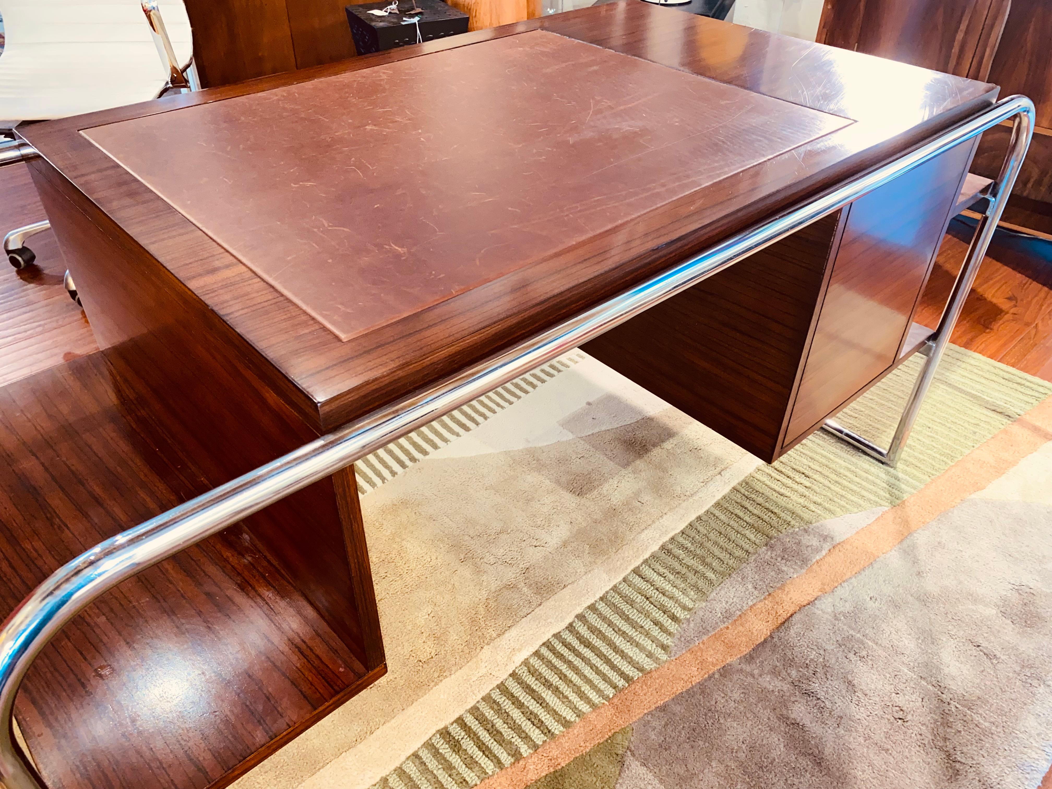 American Rare Chrome and Walnut Desk by Ralph Lauren For Sale