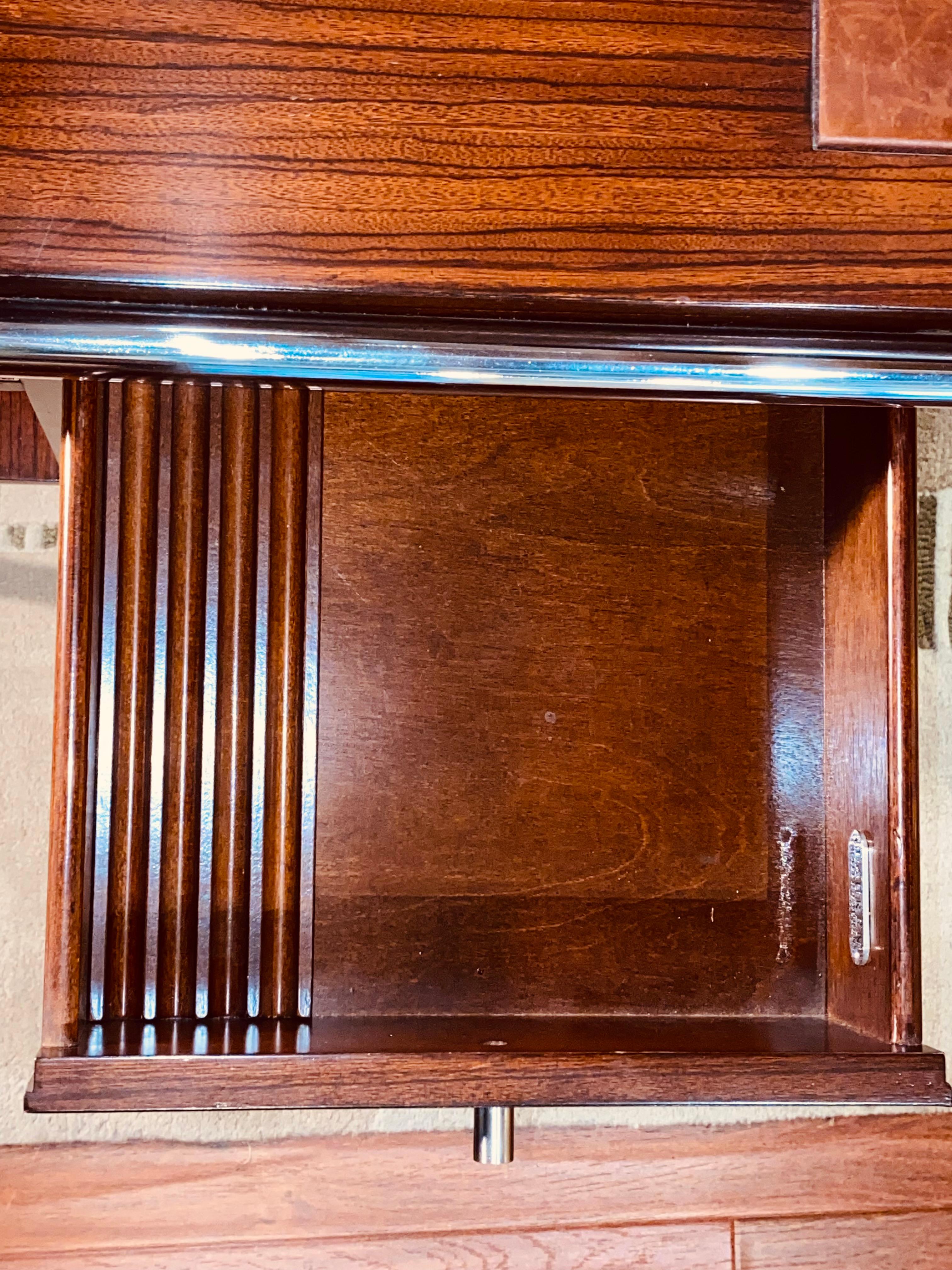 Leather Rare Chrome and Walnut Desk by Ralph Lauren For Sale