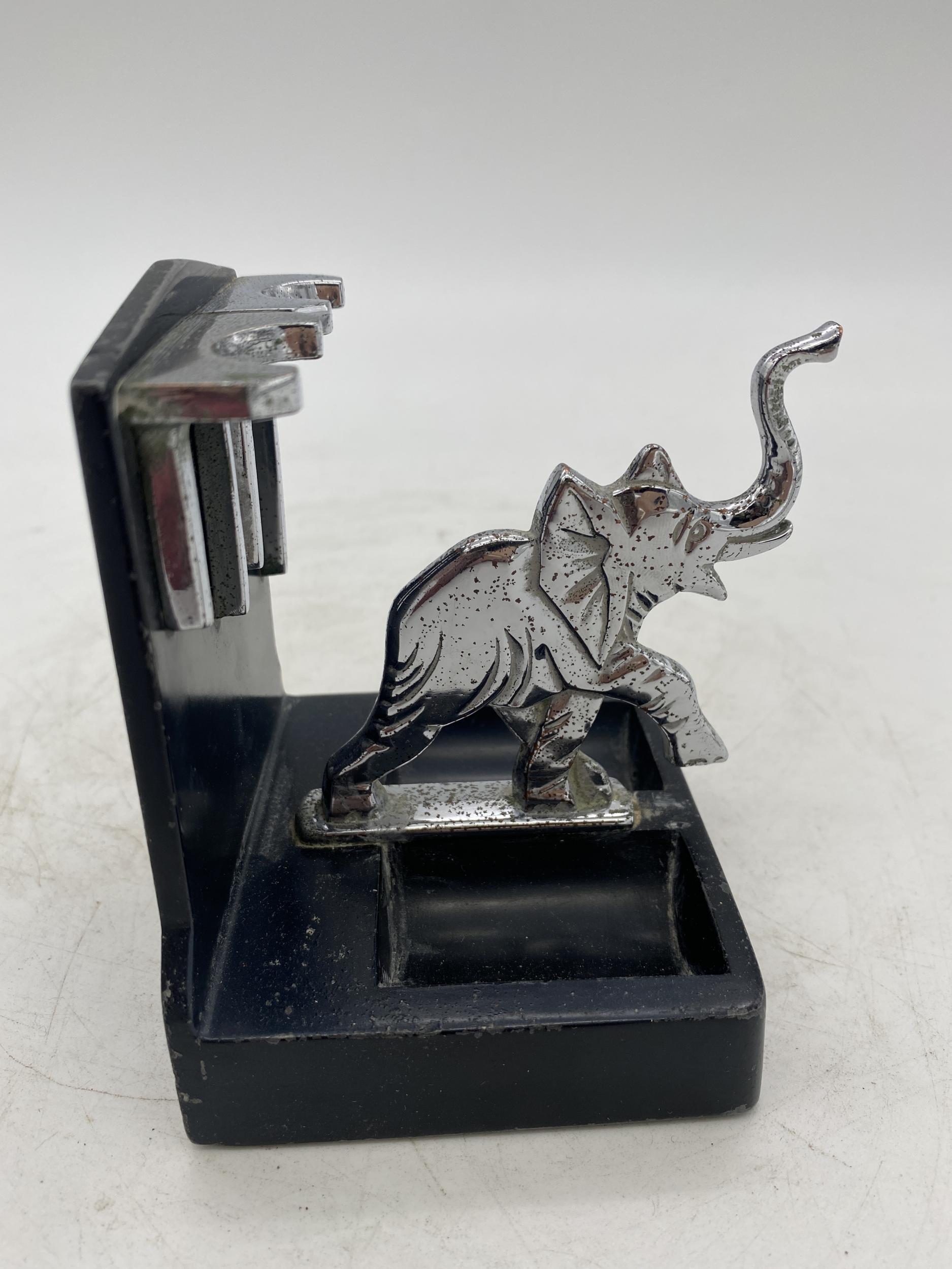 American Rare Chrome Art Deco Elephant Pipe Holder by Ronson For Sale