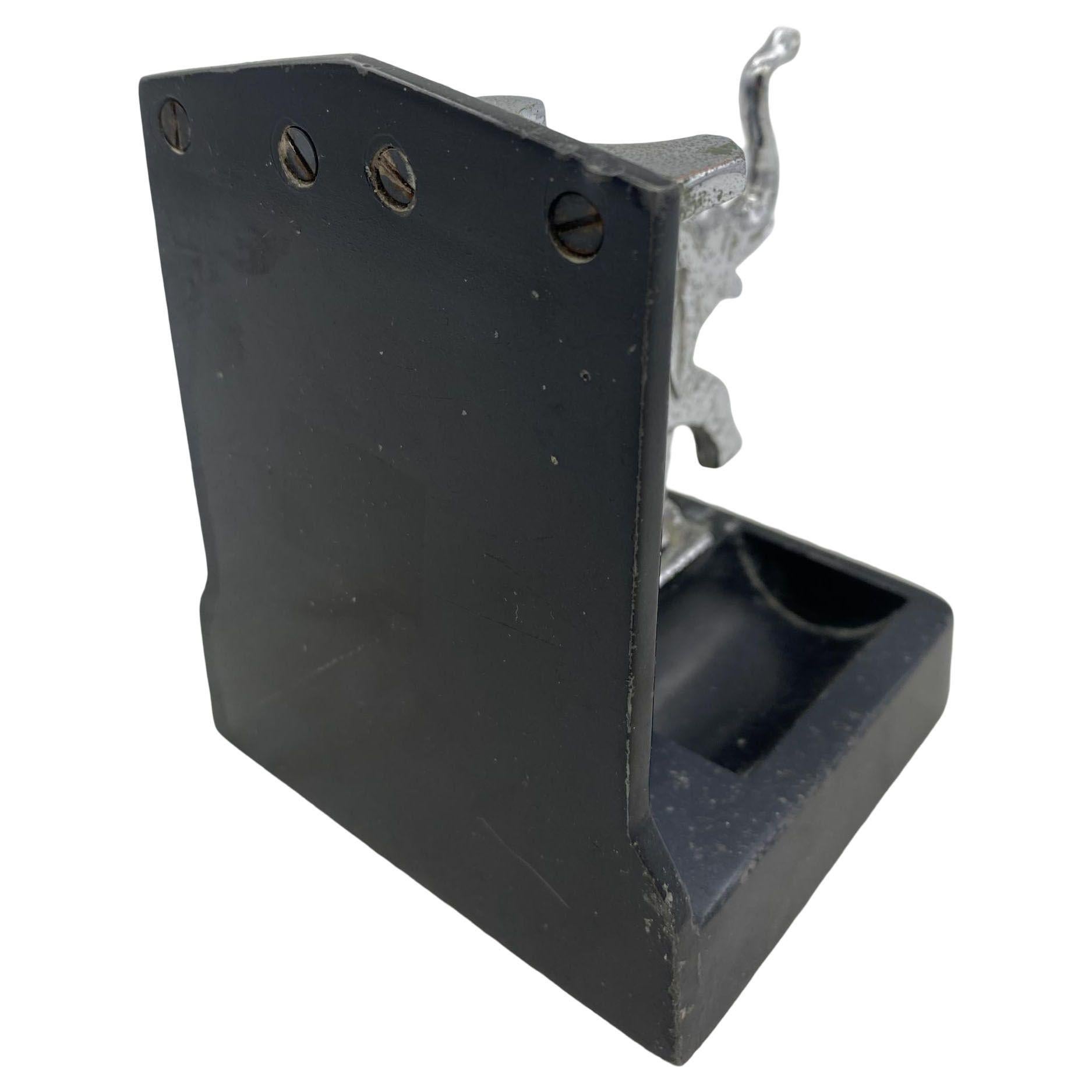 American Rare Chrome Art Deco Elephant Pipe Holder by Ronson For Sale