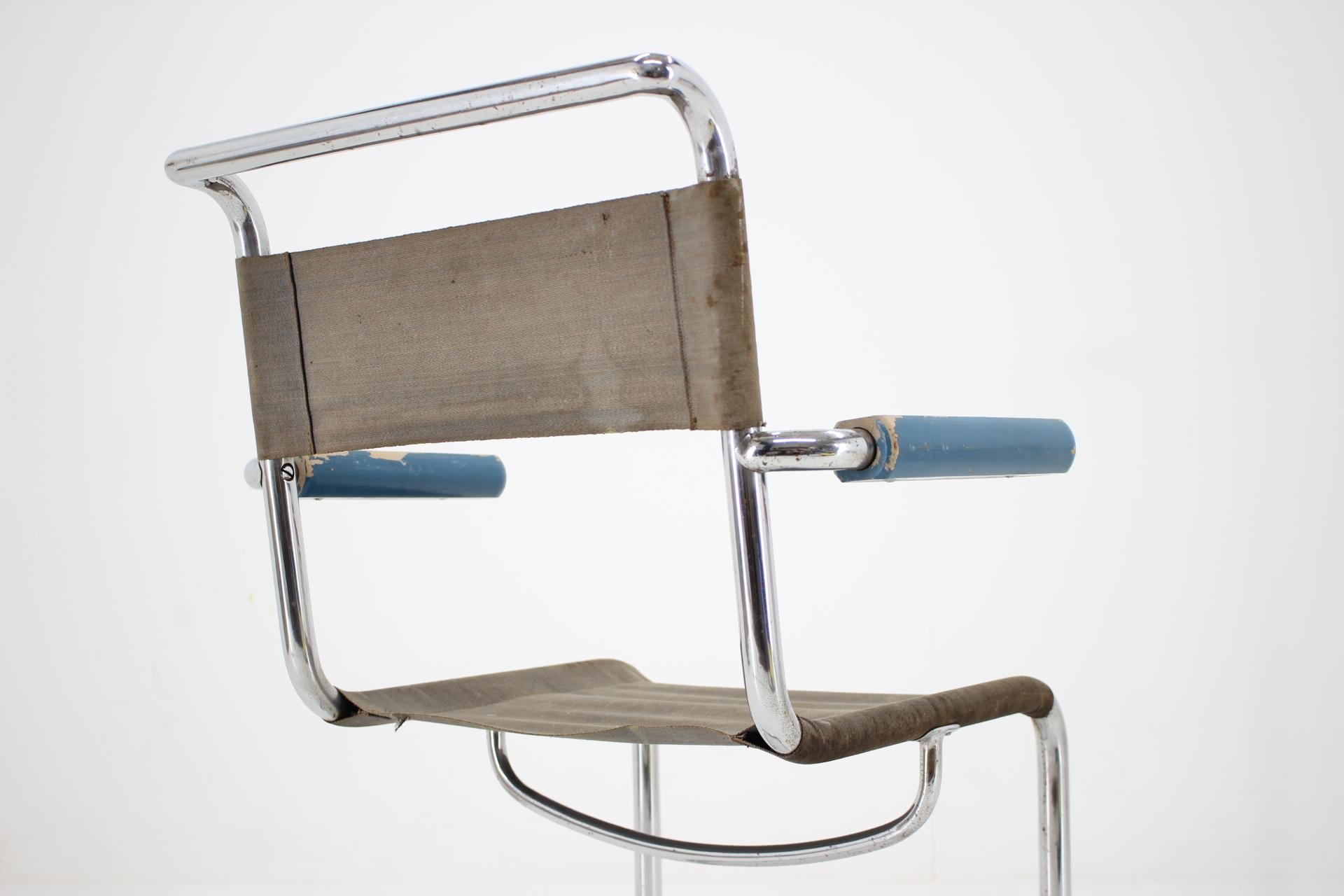 Czech Rare Chrome Bauhaus Chair by Rudolf Vichr, 1930s