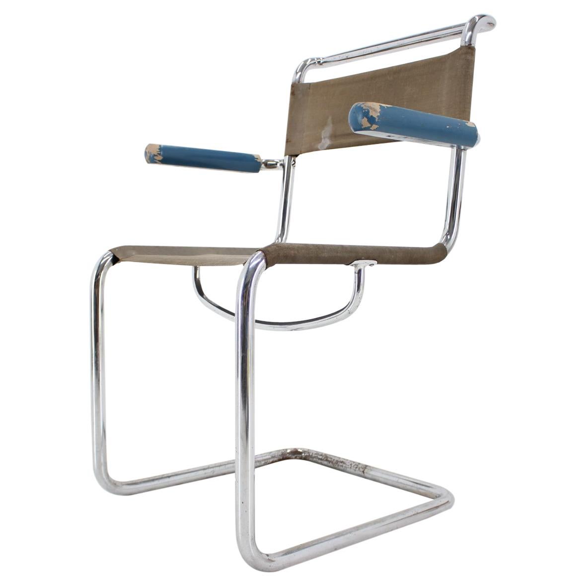 Rare Chrome Bauhaus Chair by Rudolf Vichr, 1930s