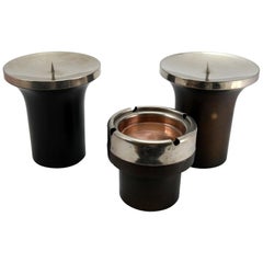 Rare Chrome Candleholders and Ashtray Set