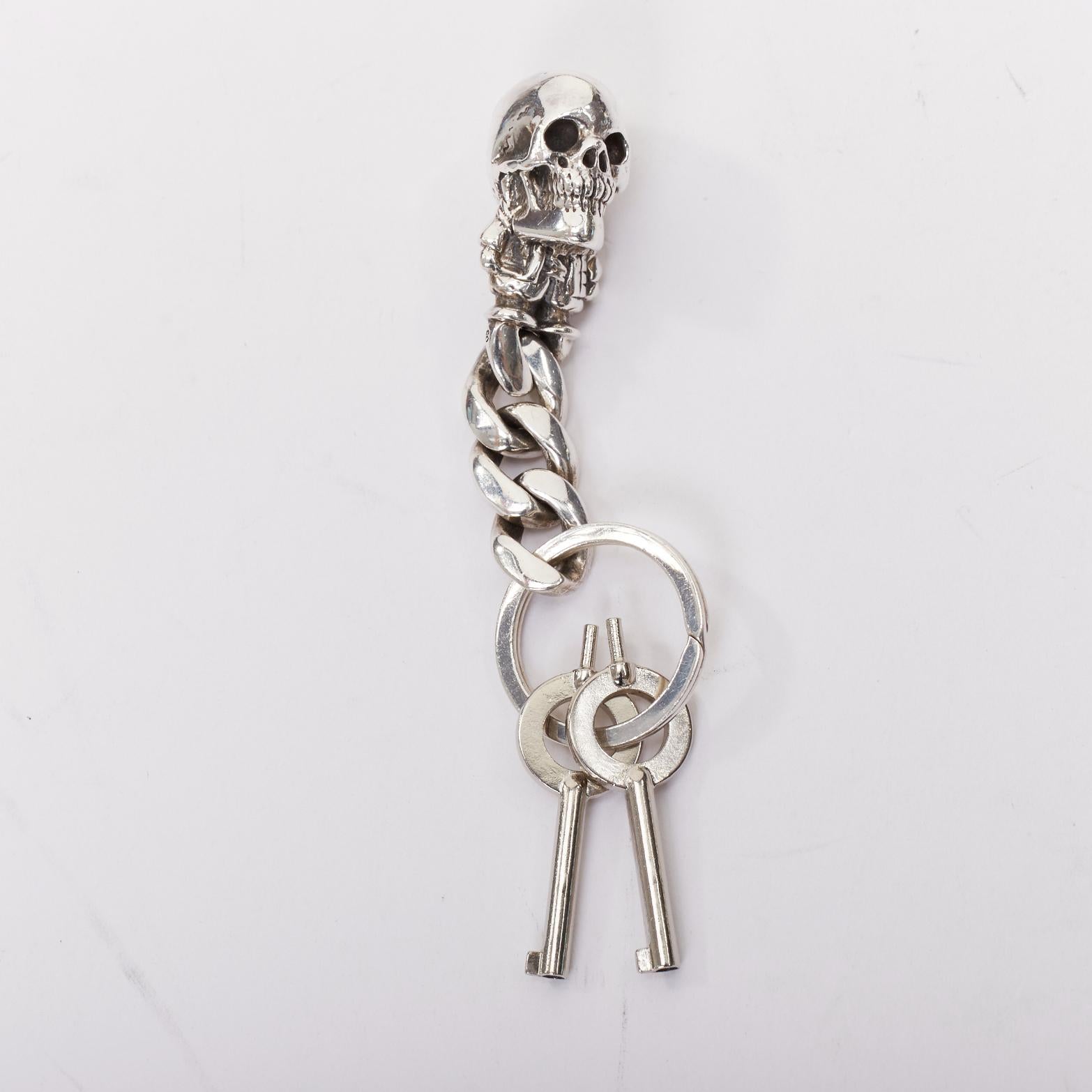 rare CHROME HEARTS 925 sterling silver handcuff bangle skull keychain en vente 7