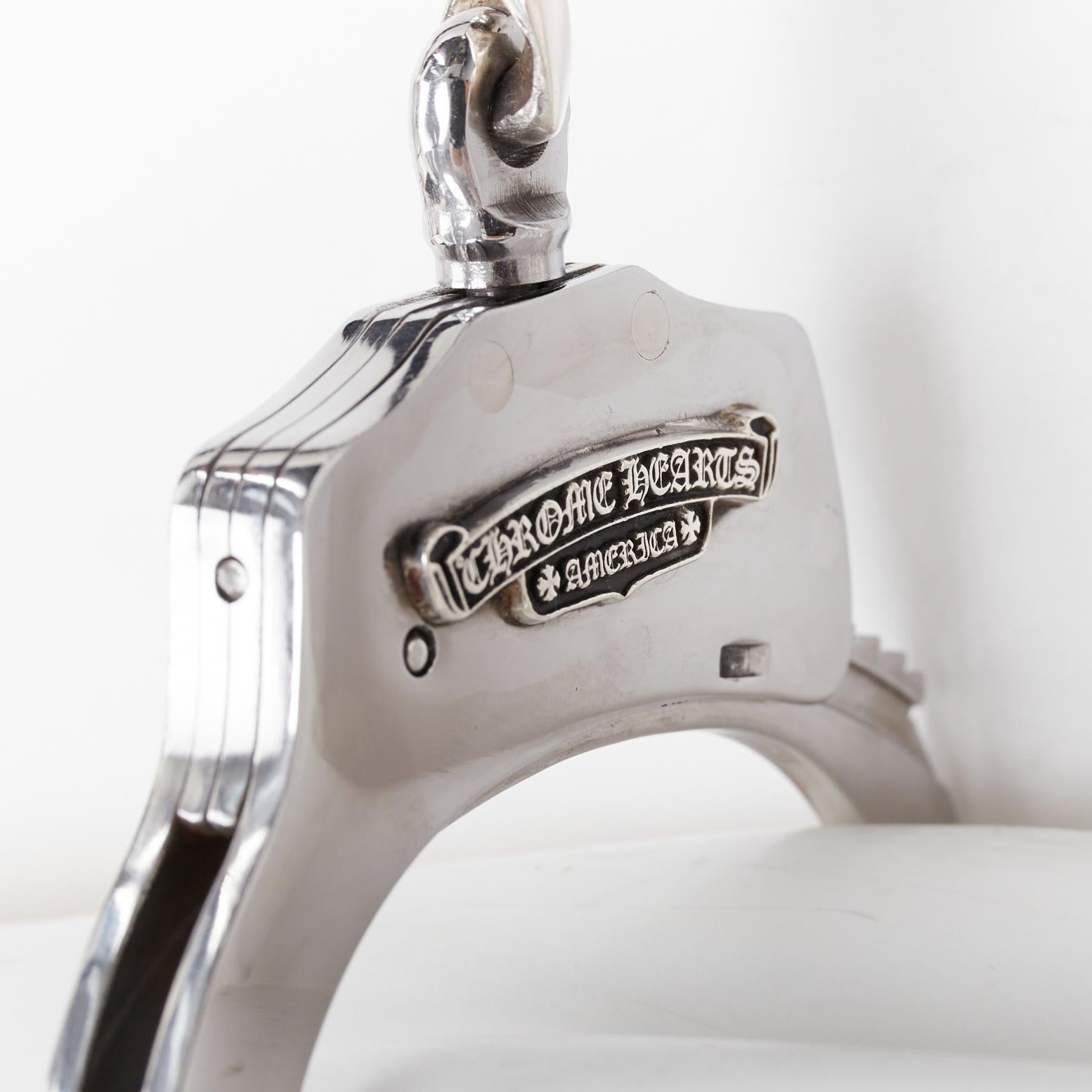 rare CHROME HEARTS 925 sterling silver handcuff bangle skull keychain en vente 3