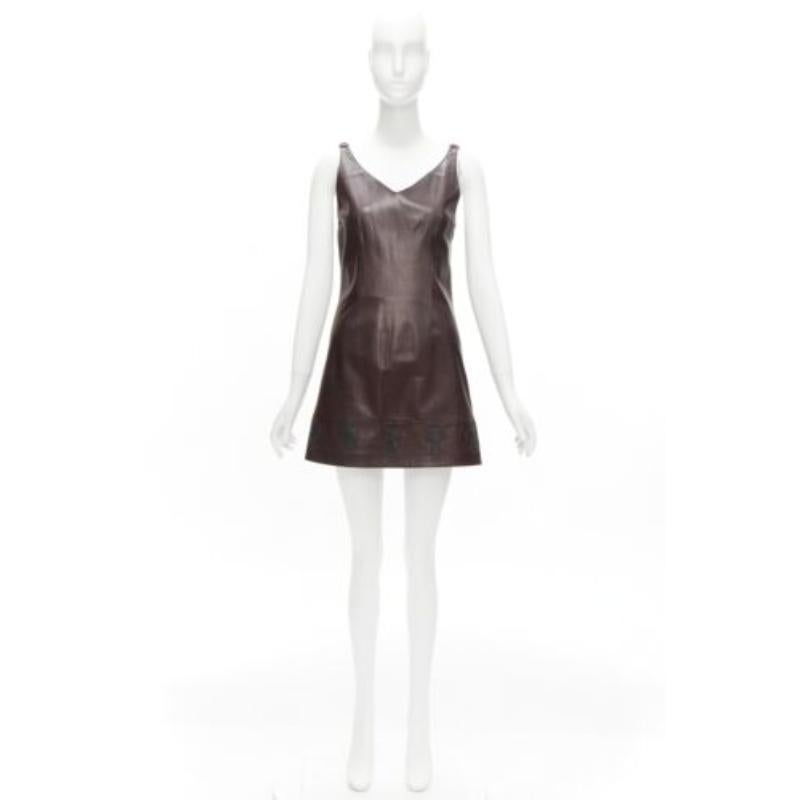 rare CHROME HEARTS brown leather black Cross Dagger zip dress M en vente 5