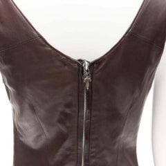 rare CHROME HEARTS brown leather black Cross Dagger zip dress M