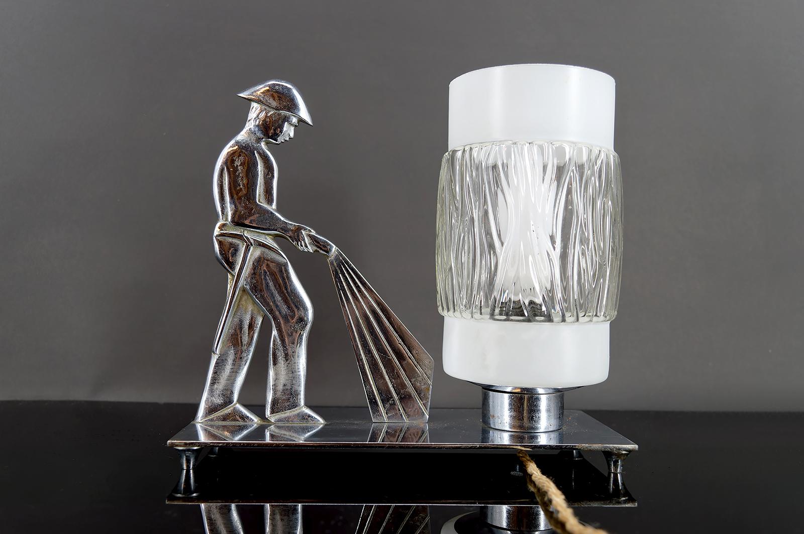 Rare Chrome-Plated Bronze Lamp – 