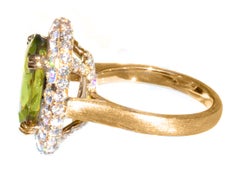 Rare Chrome Sphene & Diamond 18K Ring