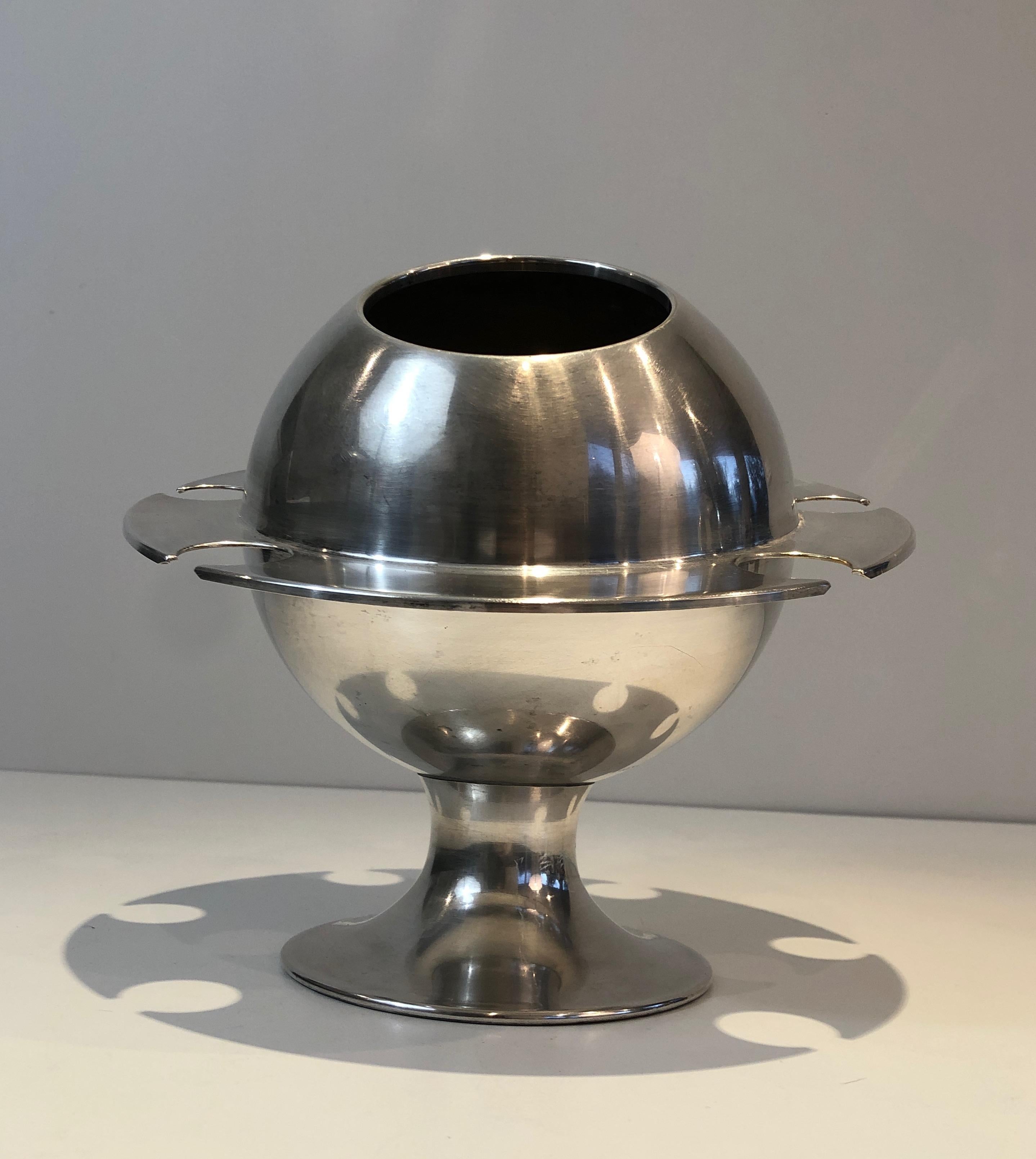Late 20th Century Rare Chromed Champagne Bucket with Flutes Holder, French, Circa 1970 For Sale