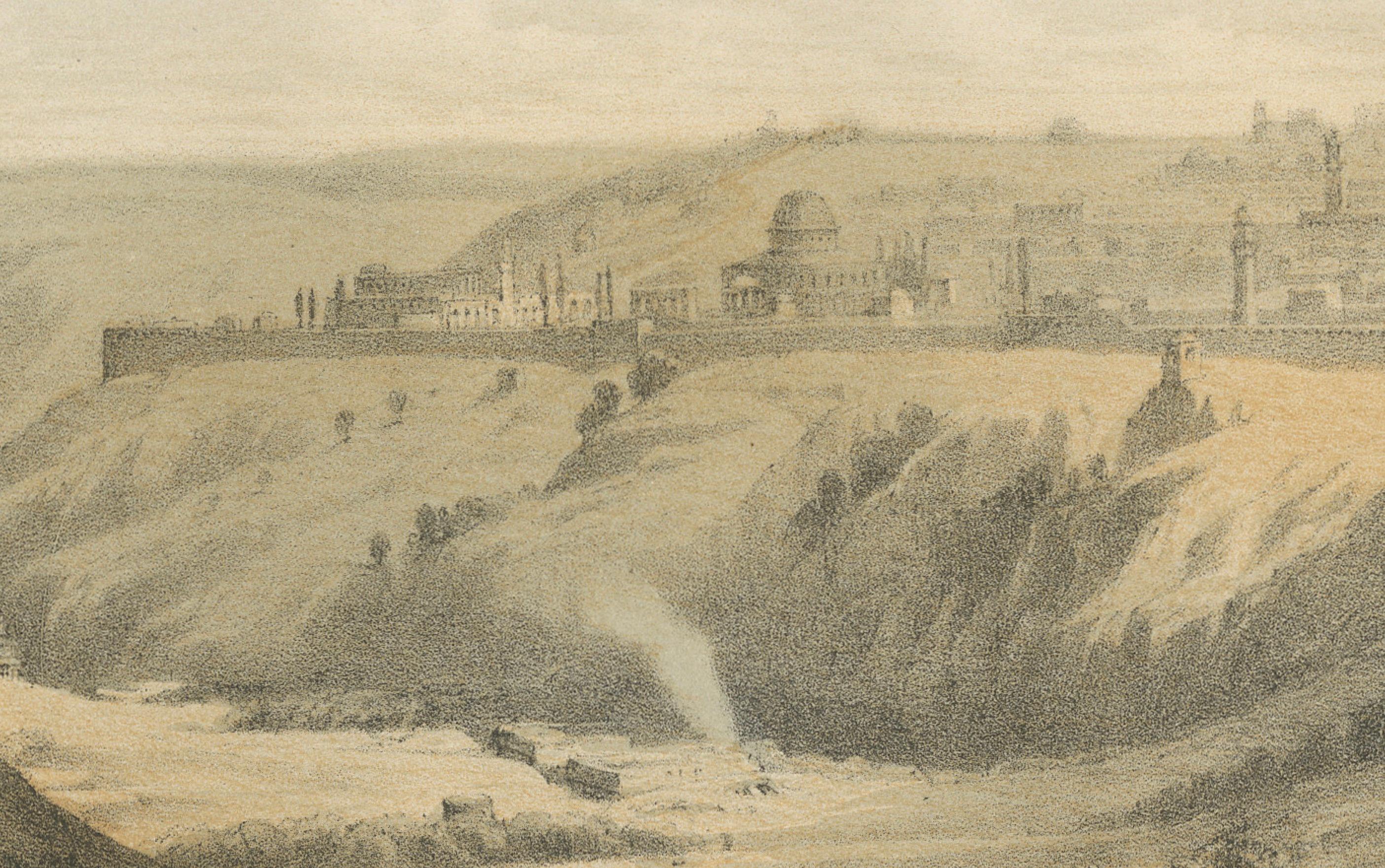 Rara cromolitografía del Monte de los Olivos y Getsemaní cerca de Jerusalén, 1862 Mediados del siglo XIX en venta