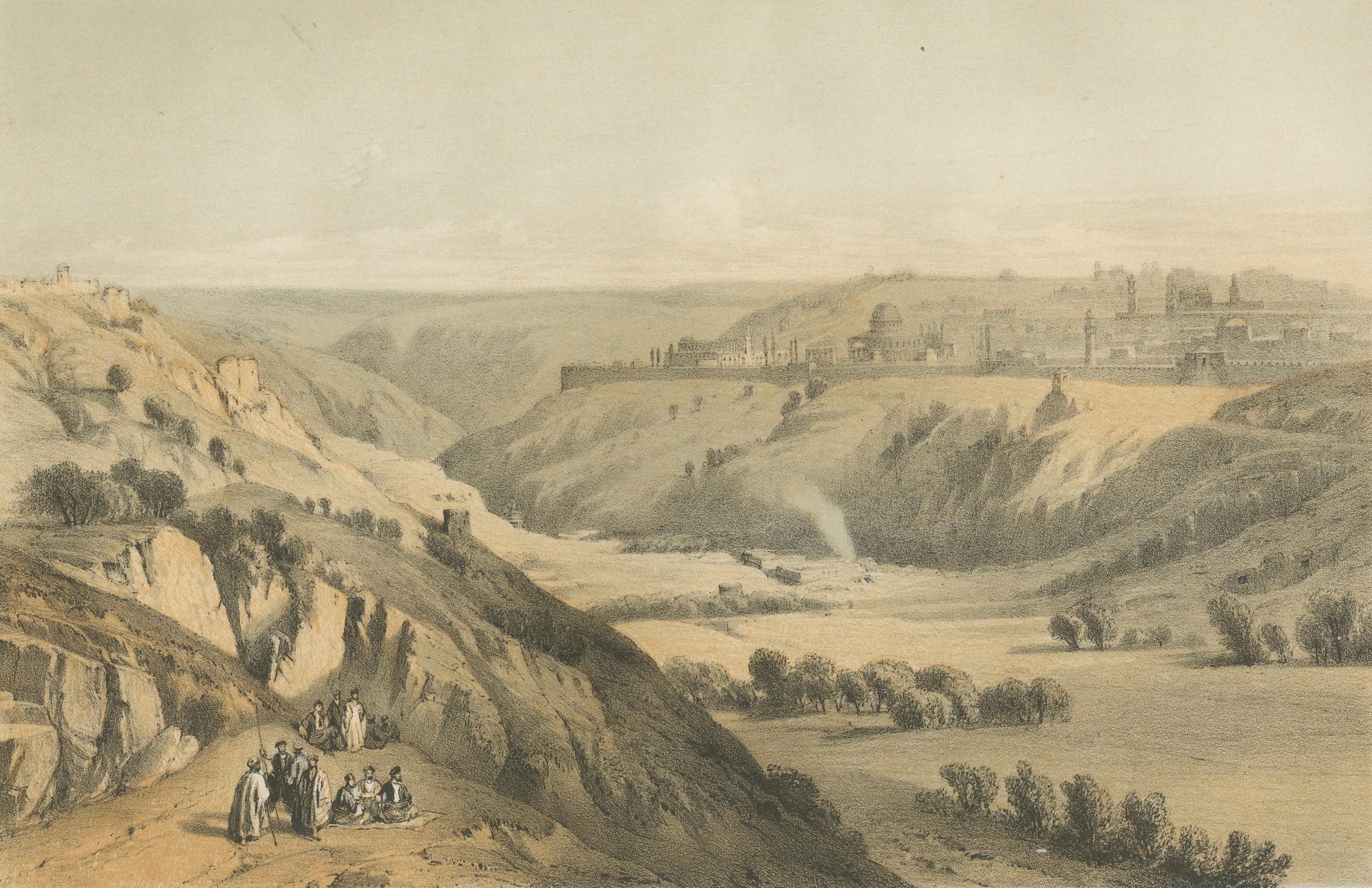 Rara cromolitografía del Monte de los Olivos y Getsemaní cerca de Jerusalén, 1862 Papel en venta