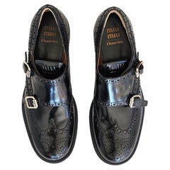 Rare Church’s x Miu Miu Brushed Leather Double Monk Brogue Shoes Box New 40 10