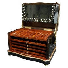 Rare Cigar Box Cabinet in Boulle Marquetry, Napoleon III Style, France 1864