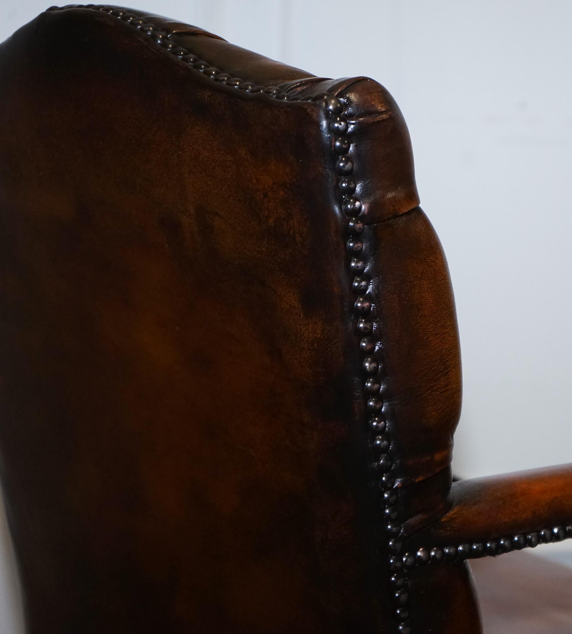 RARE CIGAR BROWN LEATHER CHESTERFIELD DIRECTIONS CONFERENCE LEATHER CHAiR For Sale 5