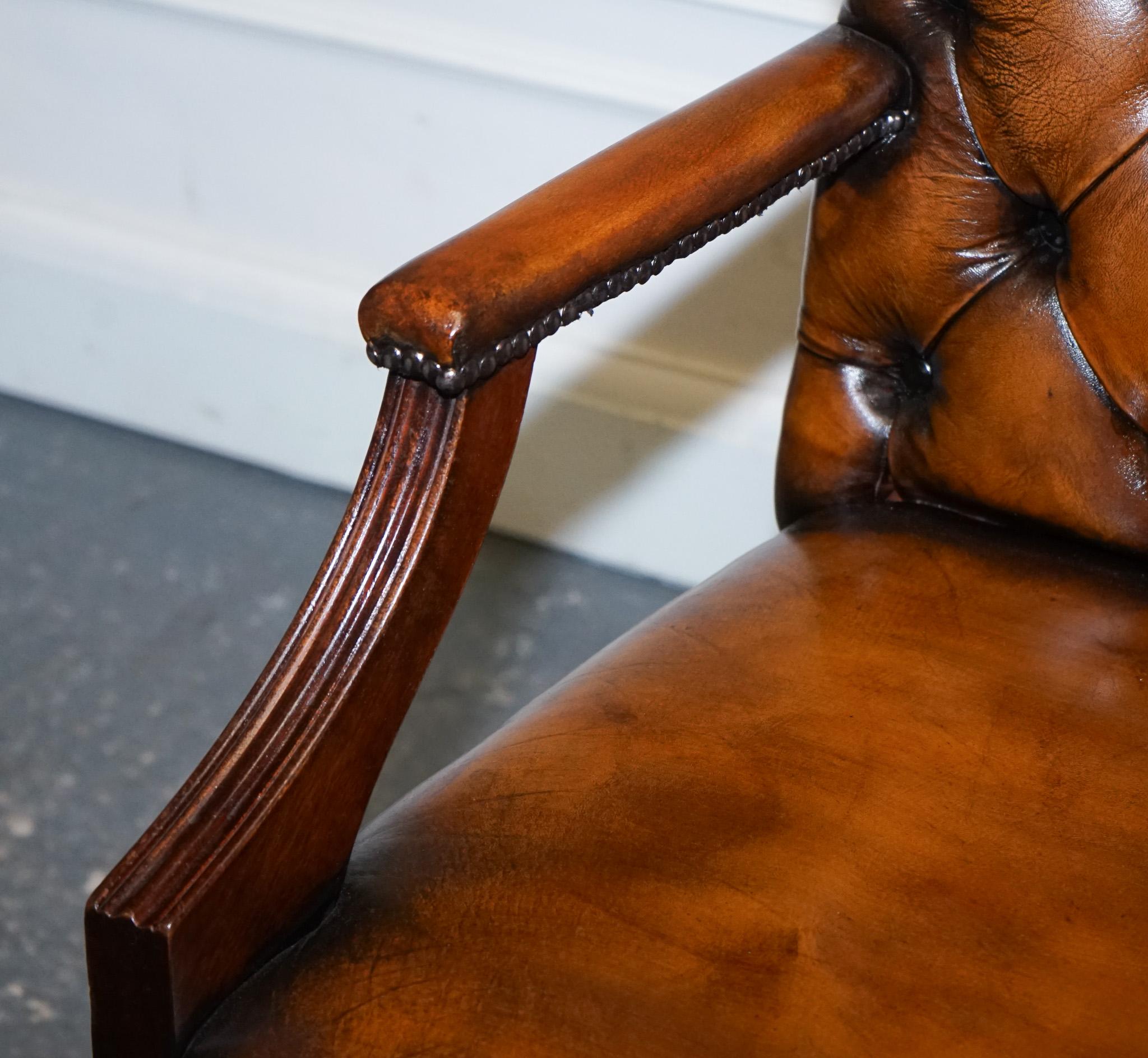 Leather RARE CIGAR BROWN LEATHER CHESTERFIELD DIRECTIONS CONFERENCE LEATHER CHAiR For Sale