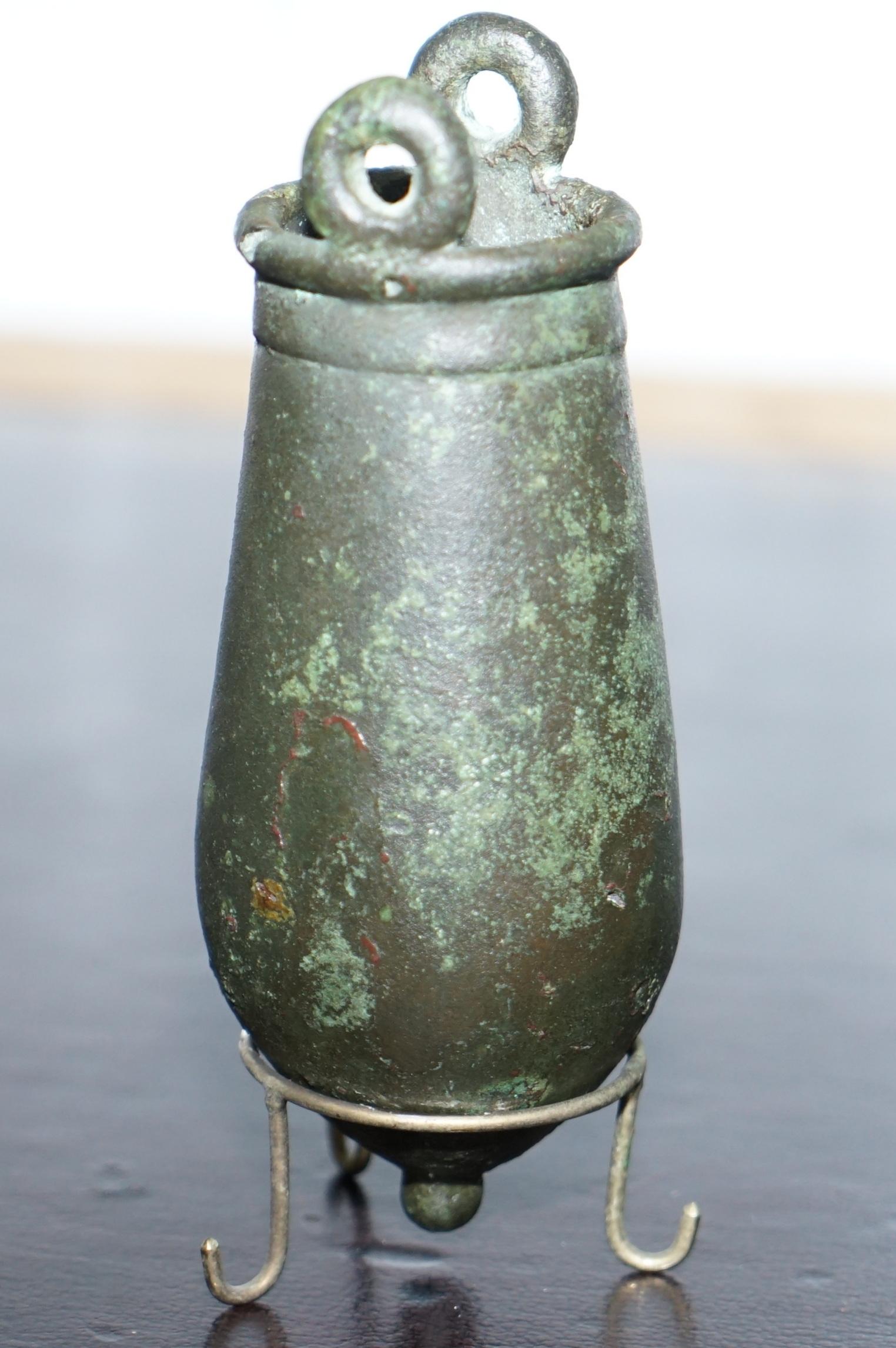 Rare circa 100AC Ancient 1st Century Roman Bronze Amphora Jug Vessel on Stand 3
