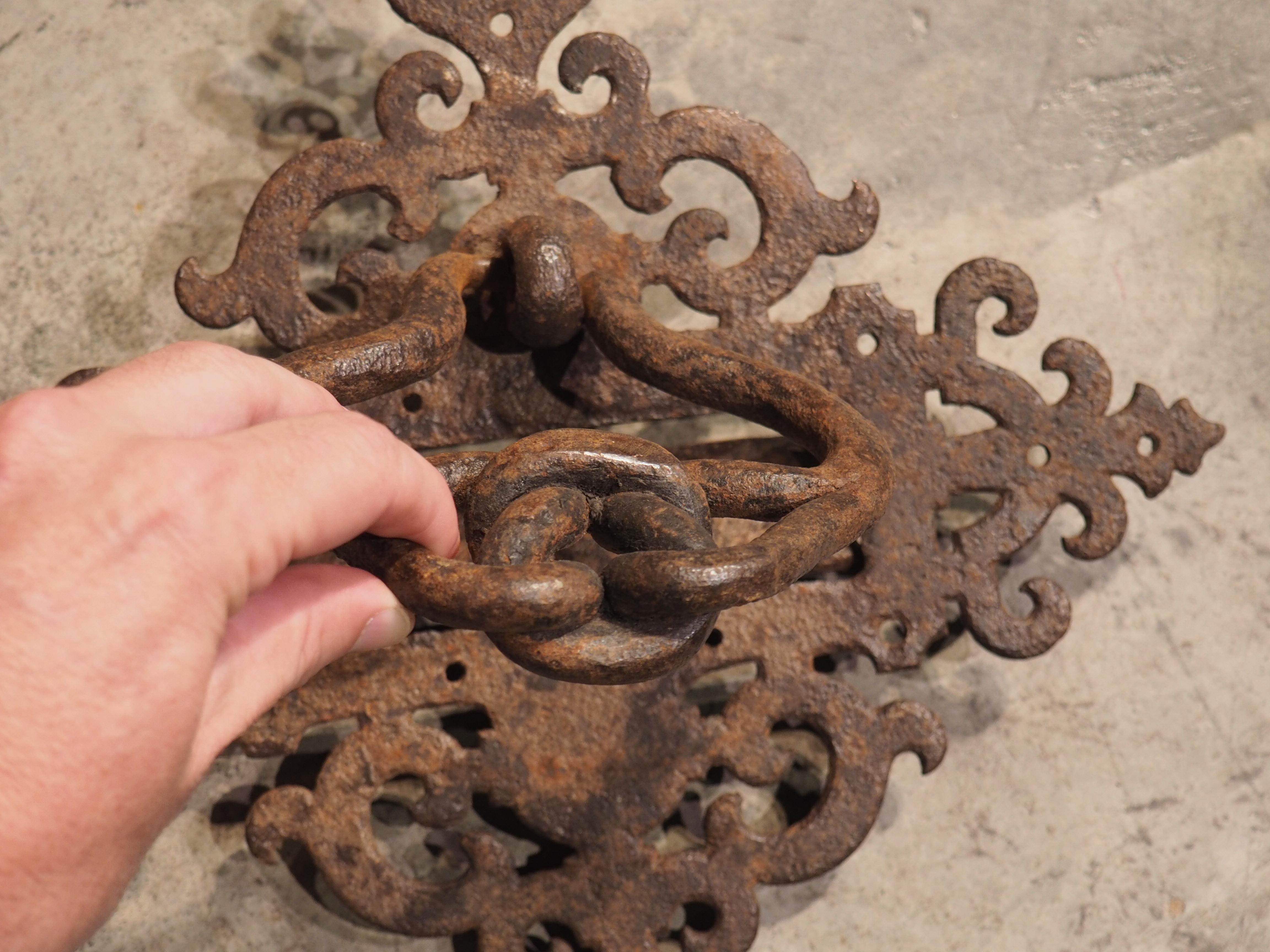 French Rare Circa 1700 Wrought Iron Door Knocker from France