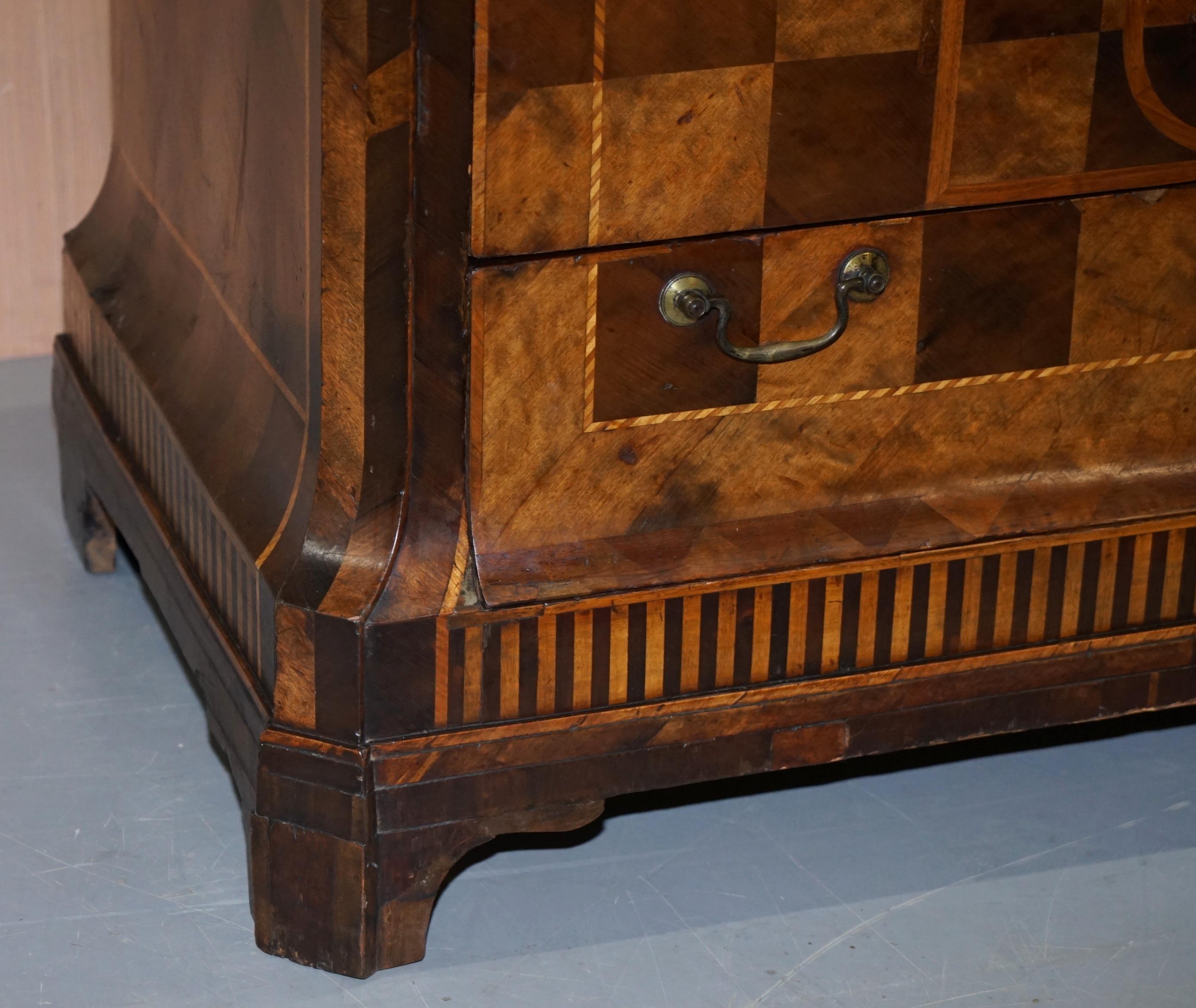 Rare circa 1780 Continental Parquetry Marquetry Inlaid Commode Chest of Drawers For Sale 4