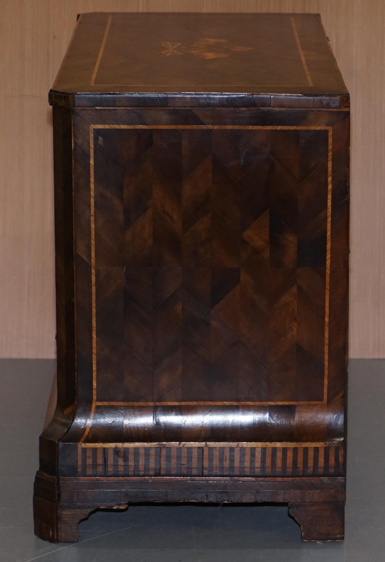 Rare circa 1780 Continental Parquetry Marquetry Inlaid Commode Chest of Drawers For Sale 8