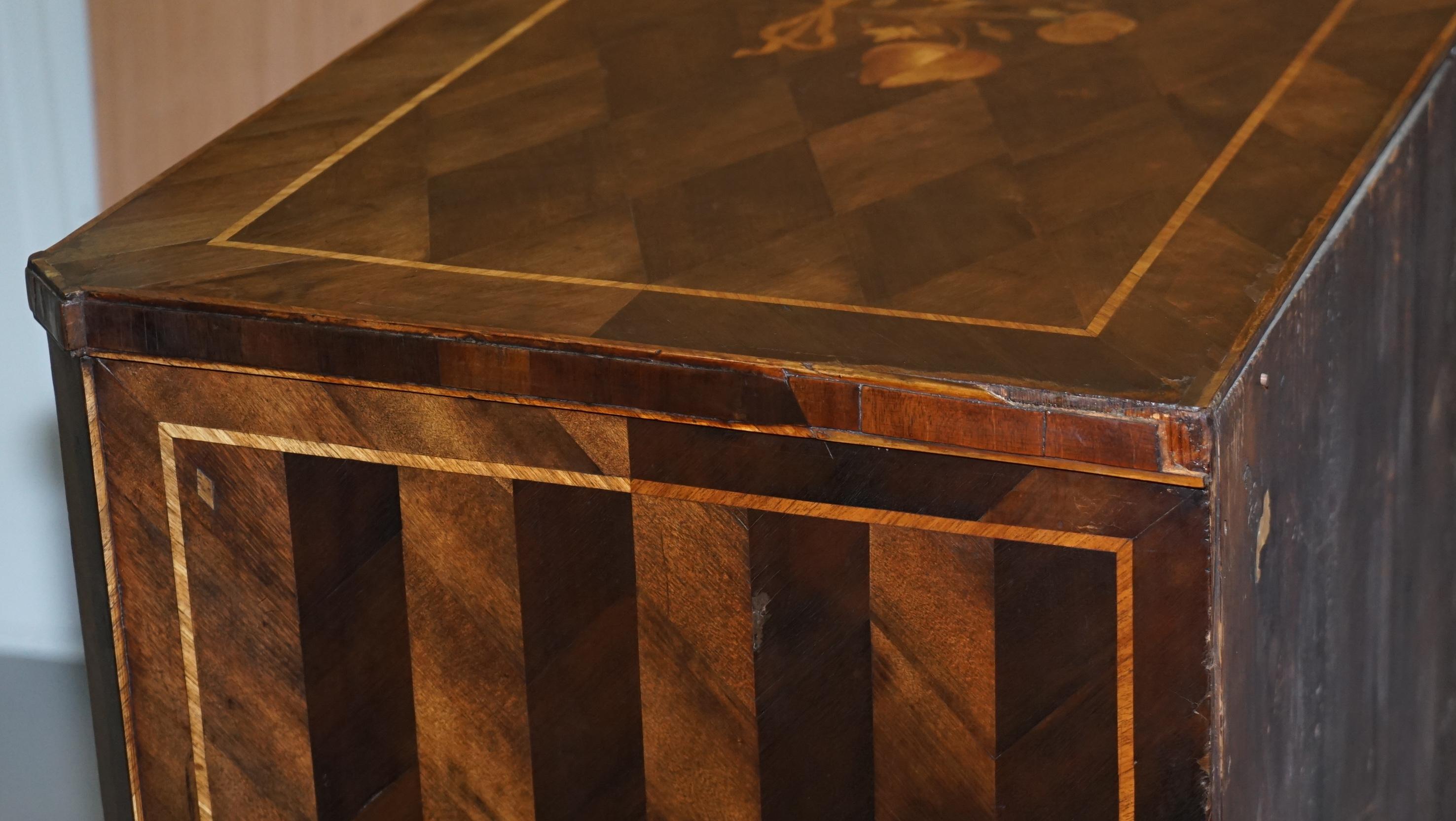 Rare circa 1780 Continental Parquetry Marquetry Inlaid Commode Chest of Drawers For Sale 9