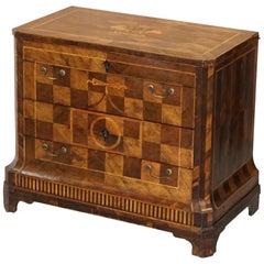 Antique Rare circa 1780 Continental Parquetry Marquetry Inlaid Commode Chest of Drawers