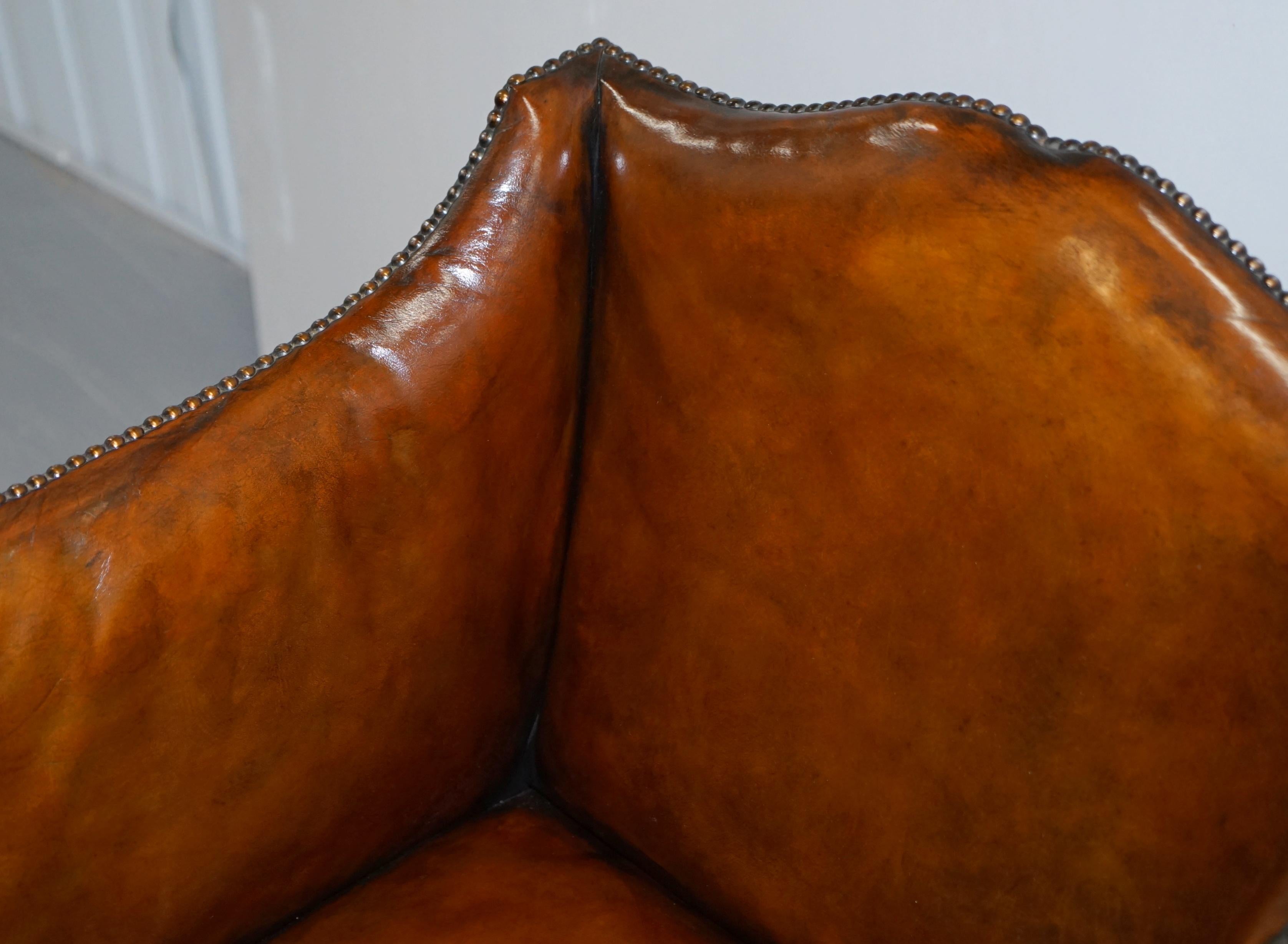 Rare circa 1780 George III Restored Brown Leather Gentlemans Library Armchair 2