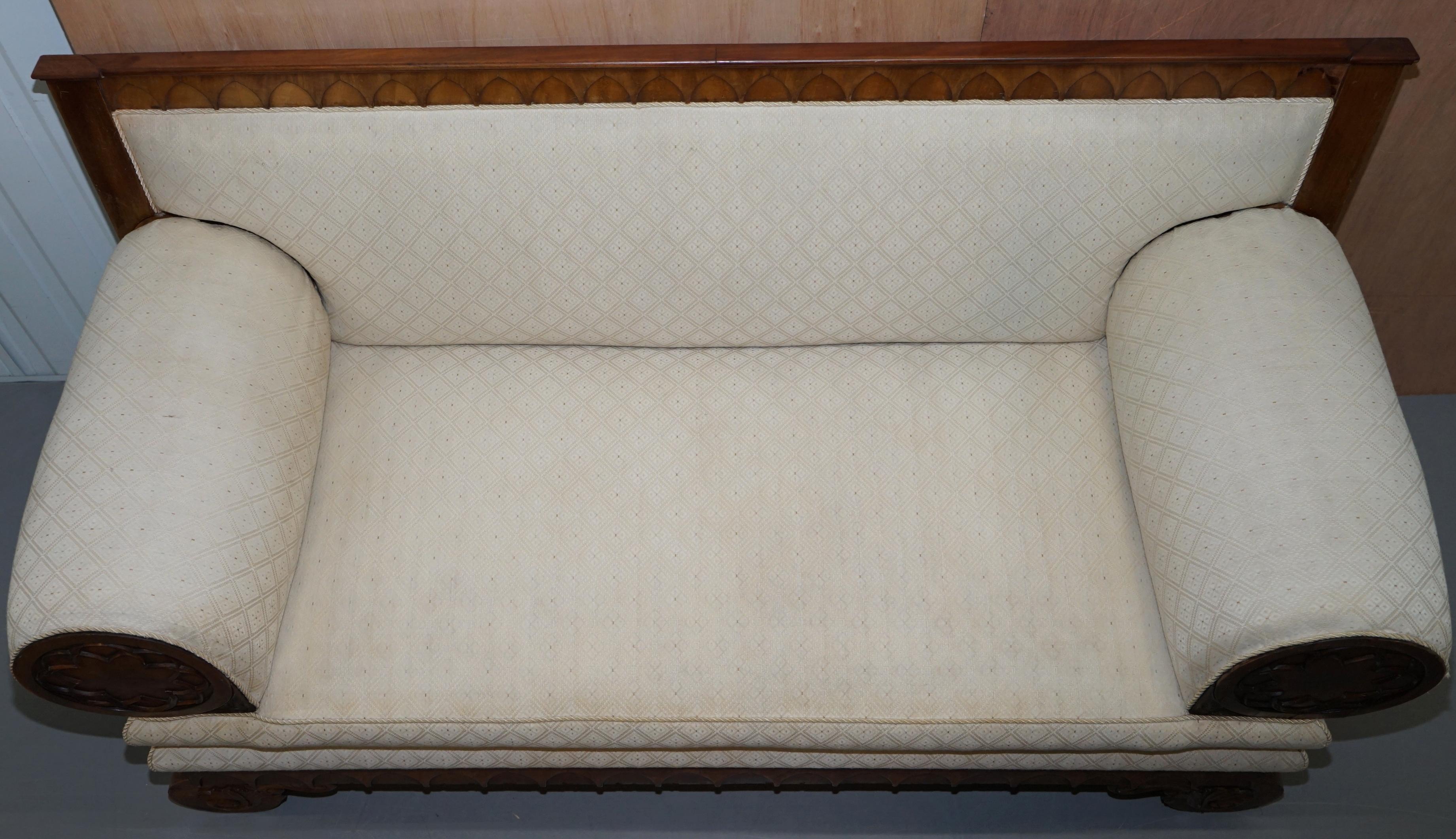 Upholstery Rare circa 1780 Metamorphic Gothic Style Sofa Converts into Window Seat Chaise