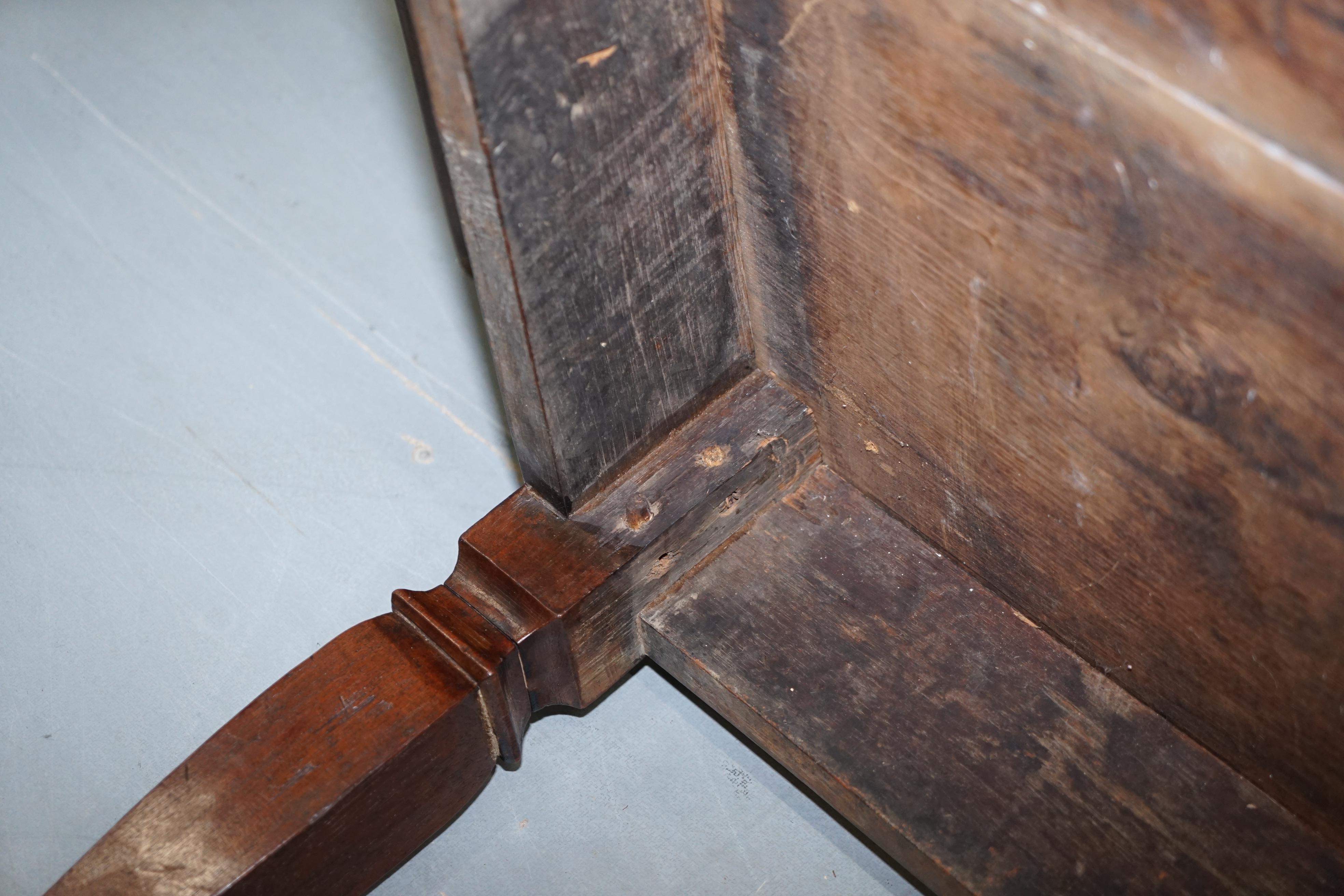 Rare circa 1820 Fruitwood Two Plank Top English Farmhouse Refectory Dining Table 10