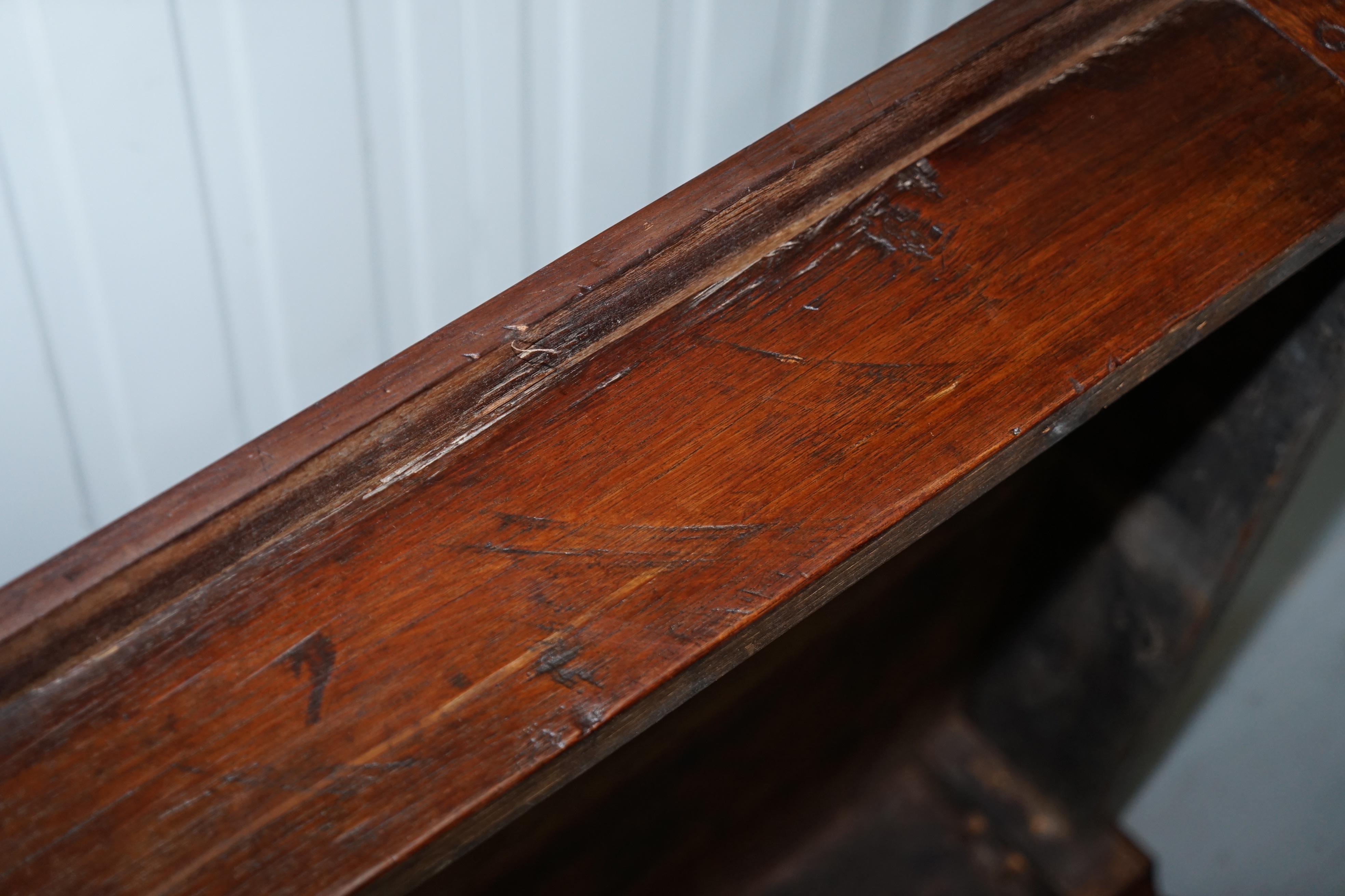 Rare circa 1820 Fruitwood Two Plank Top English Farmhouse Refectory Dining Table 12