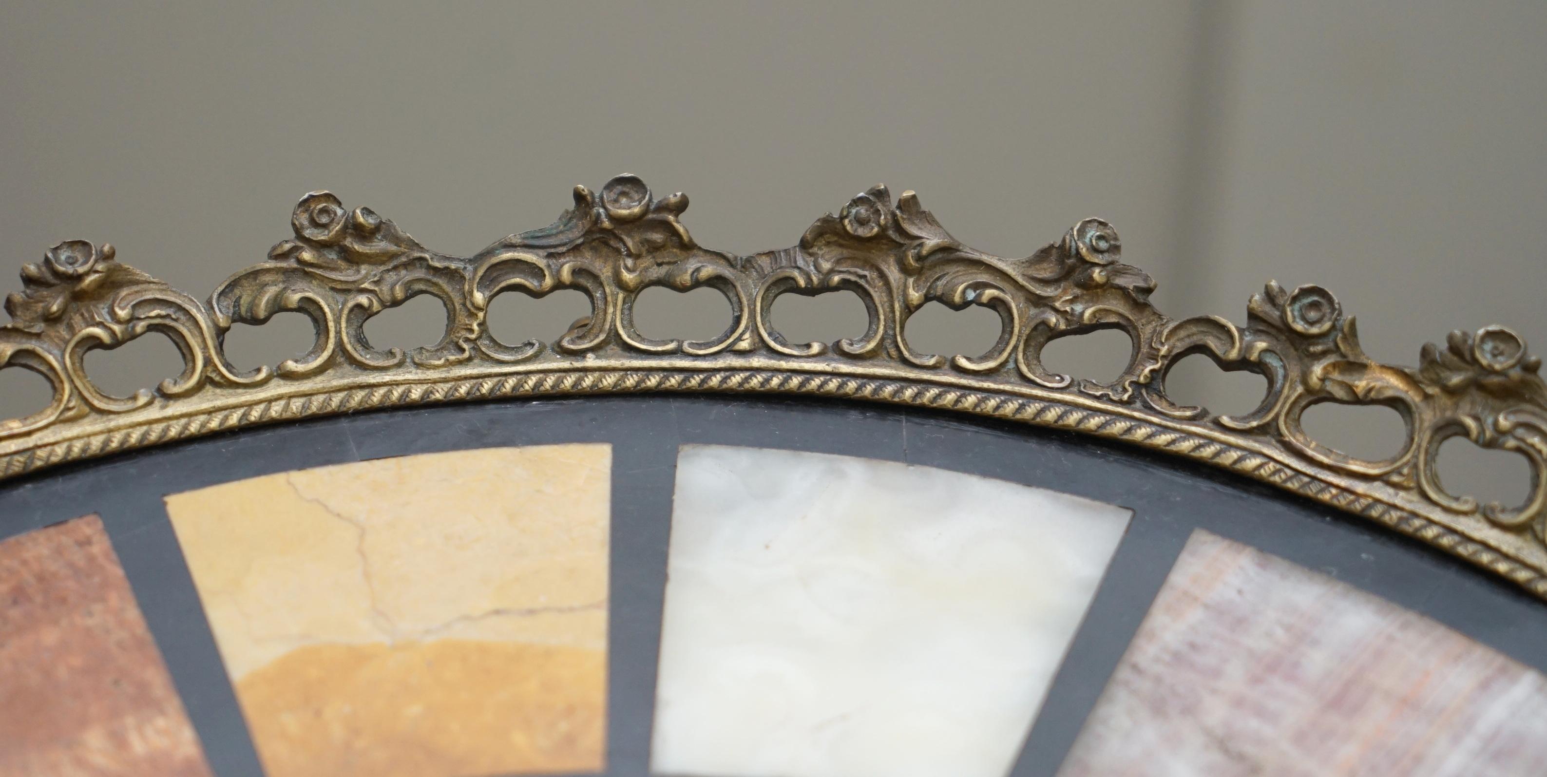 Rare circa 1820 Regency Ornately Cast Italian Brass Side Table Speciamine Marble For Sale 5