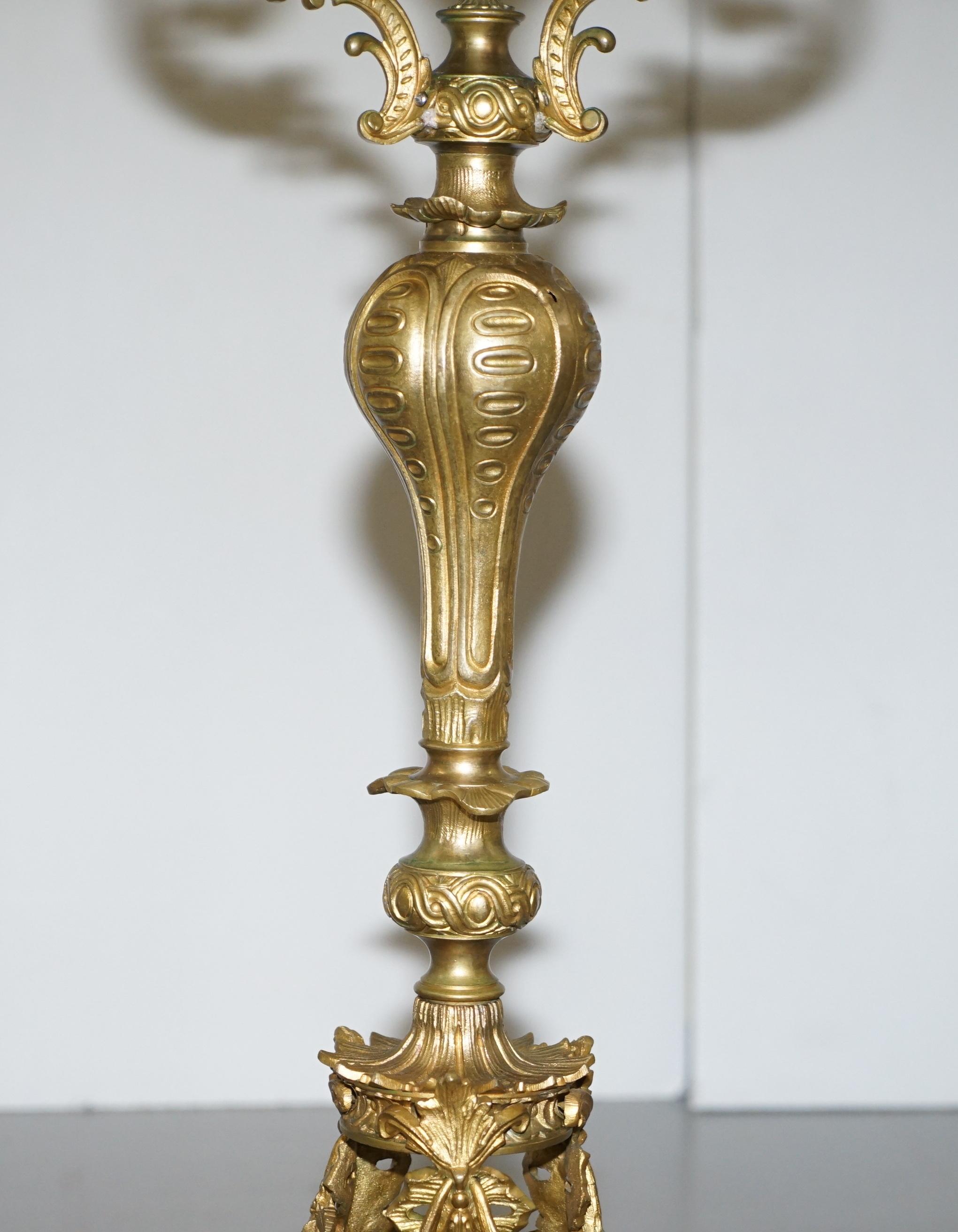 Rare circa 1820 Regency Ornately Cast Italian Brass Side Table Speciamine Marble For Sale 8