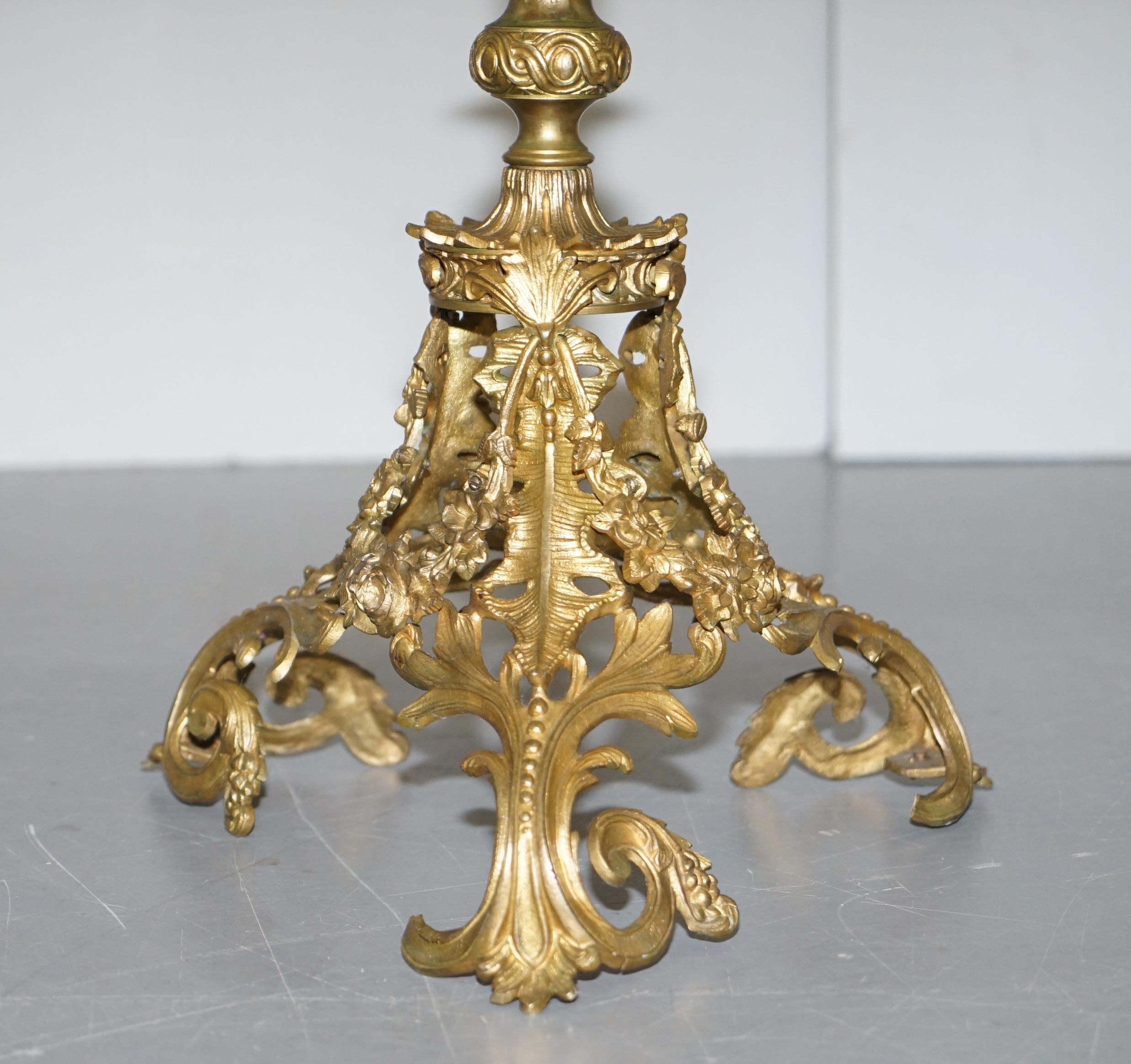 Rare circa 1820 Regency Ornately Cast Italian Brass Side Table Speciamine Marble For Sale 9