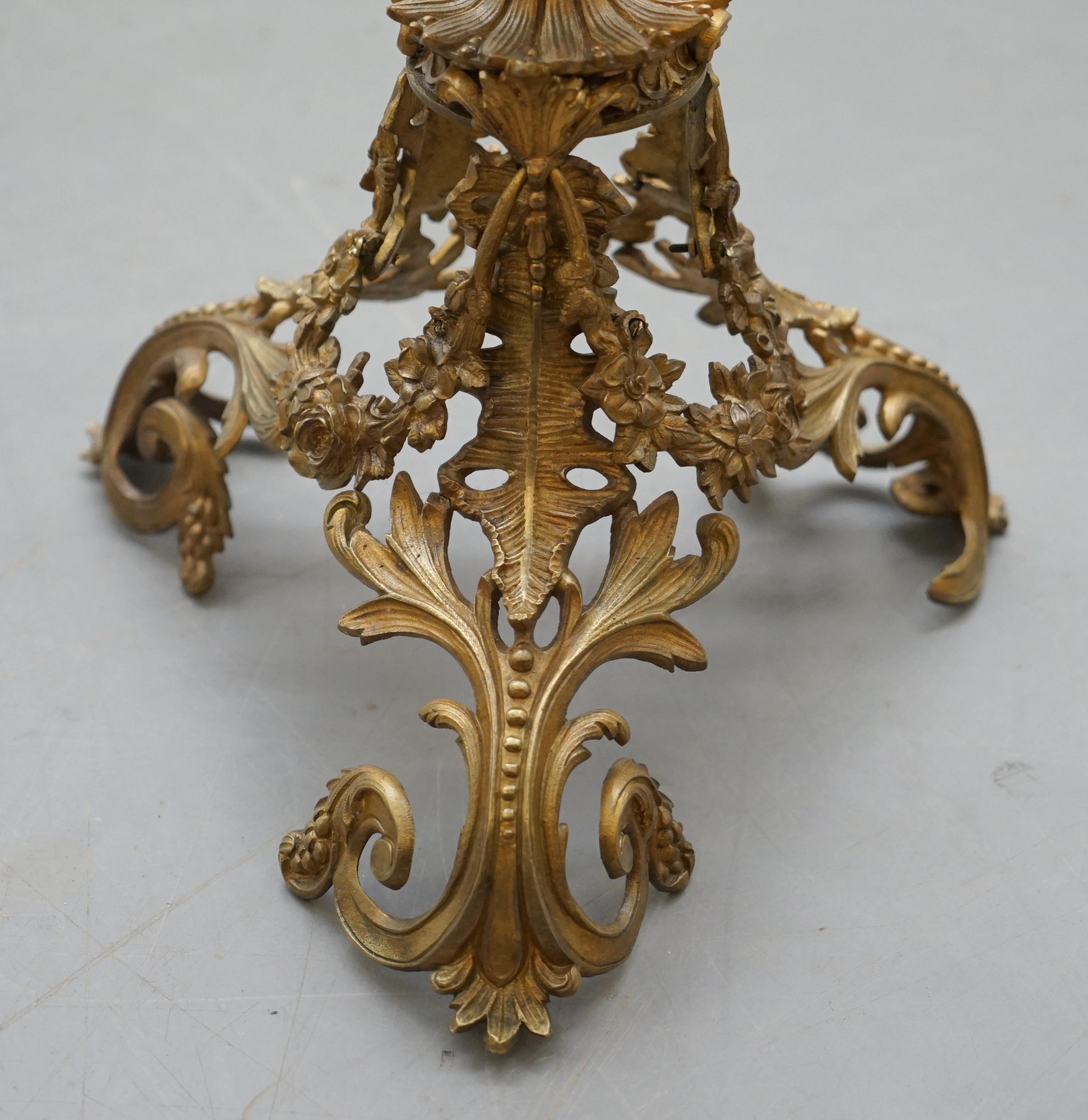 Rare circa 1820 Regency Ornately Cast Italian Brass Side Table Speciamine Marble For Sale 11