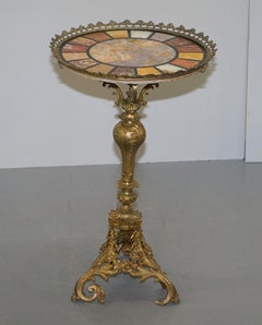 Rare circa 1820 Regency Ornately Cast Italian Brass Side Table Speciamine Marble