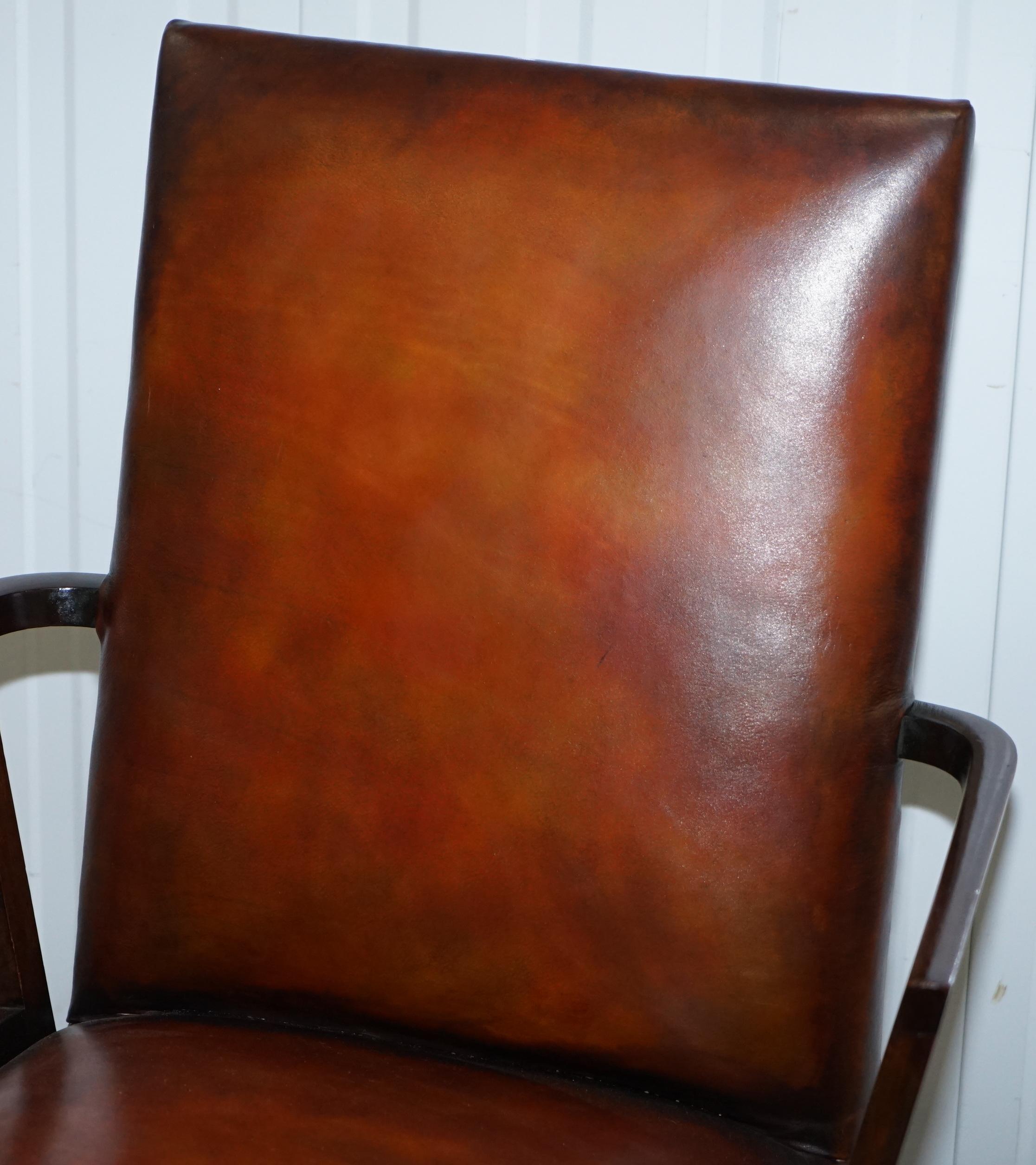 Mid-19th Century Rare circa 1830 Chinese Chippendale Fully Restored Brown Leather Armchair
