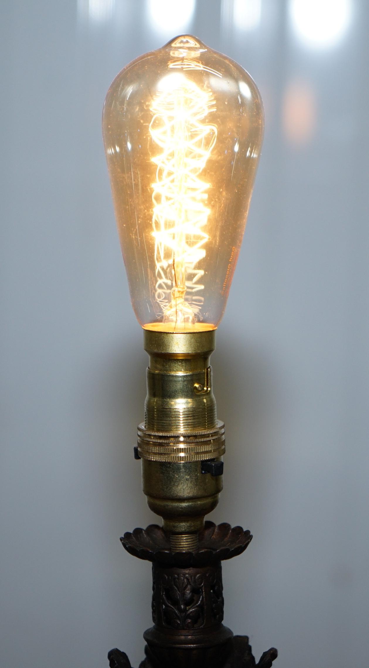 Rare circa 1860 Bronzed Cherub Putti Angel Oil Lamp Converted into Table Lamp 1