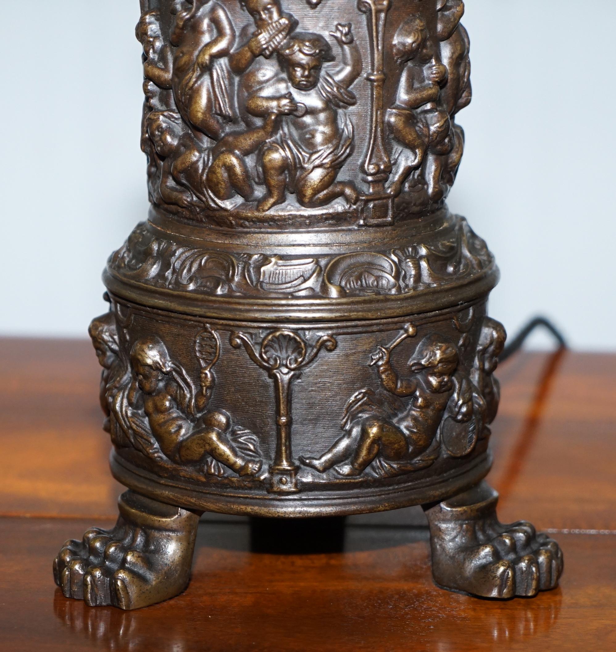 Rare circa 1860 Bronzed Cherub Putti Angel Oil Lamp Converted into Table Lamp 4