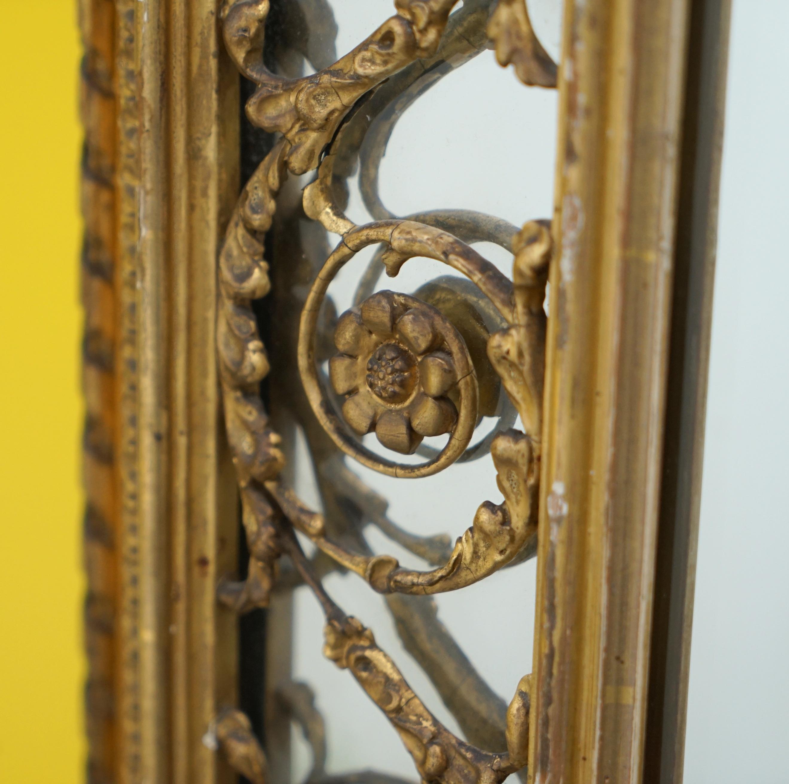 Rare circa 1860 Charles Nosotti Victorian Mercury Plate Glass over Mantle Mirror 4