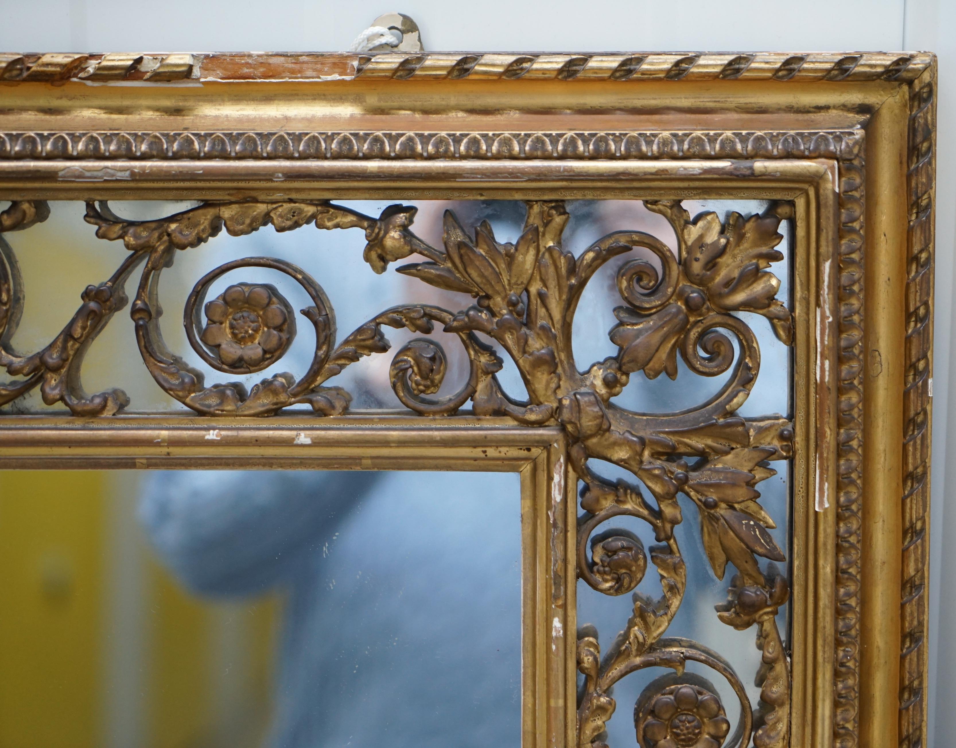 Rare circa 1860 Charles Nosotti Victorian Mercury Plate Glass over Mantle Mirror 2