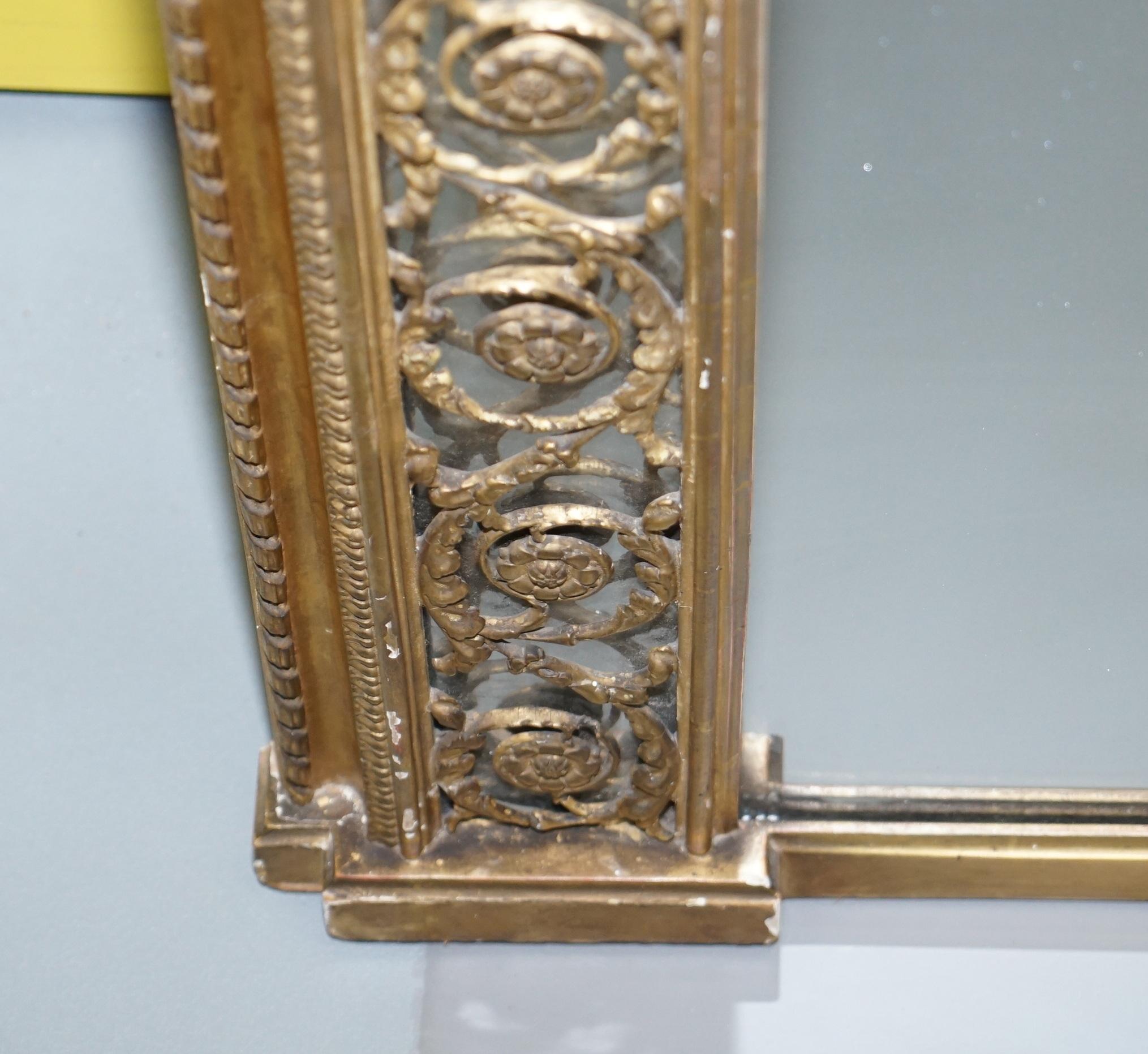 Rare circa 1860 Charles Nosotti Victorian Mercury Plate Glass over Mantle Mirror 3